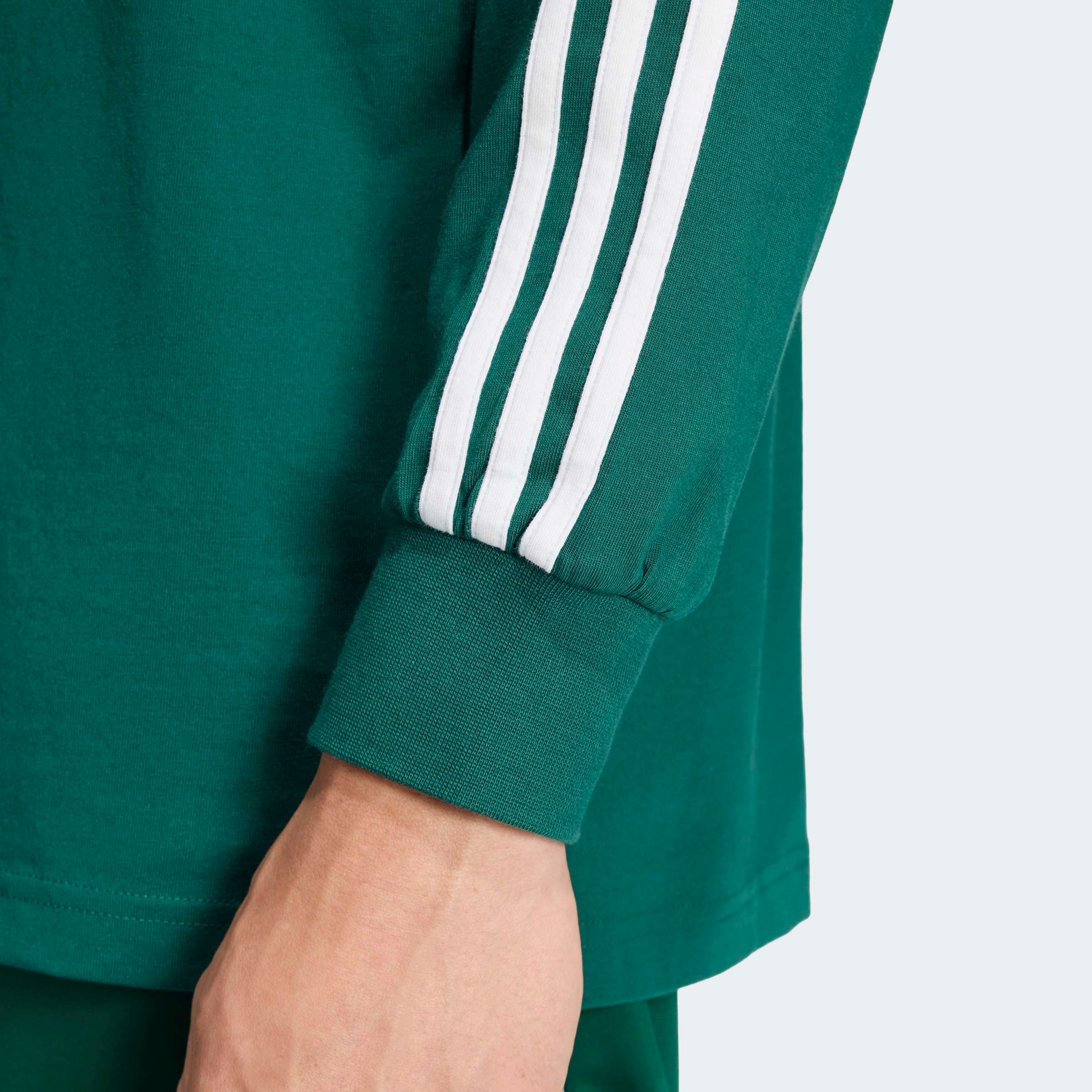 adidas Originals Poloshirt »3-STREIFEN RUGBY LONGSLEEVE POLO« mit Druckknopf, aus Baumwolle