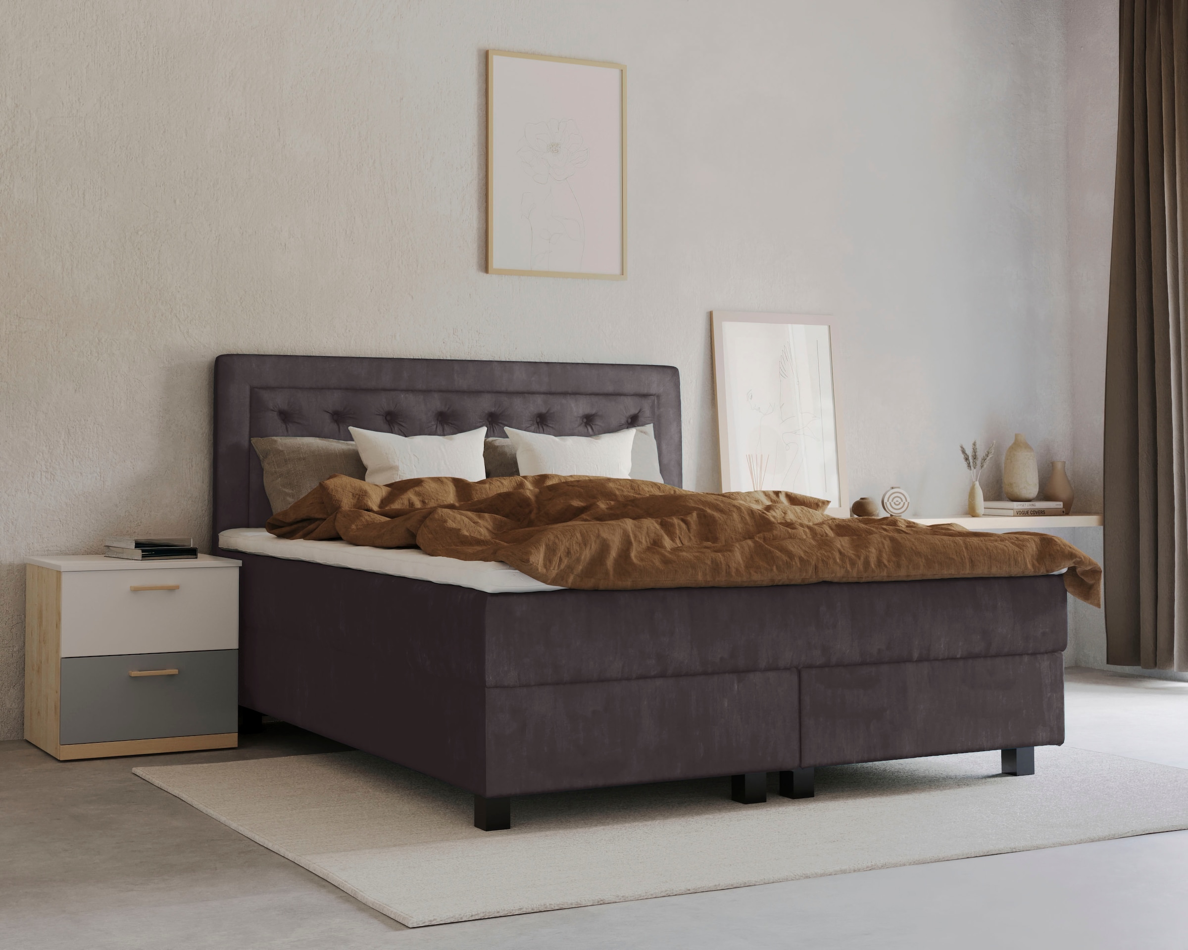 Home affaire Boxspringbett "Jeanne" inkl. Topper mit Taschen-Federkernmatratze