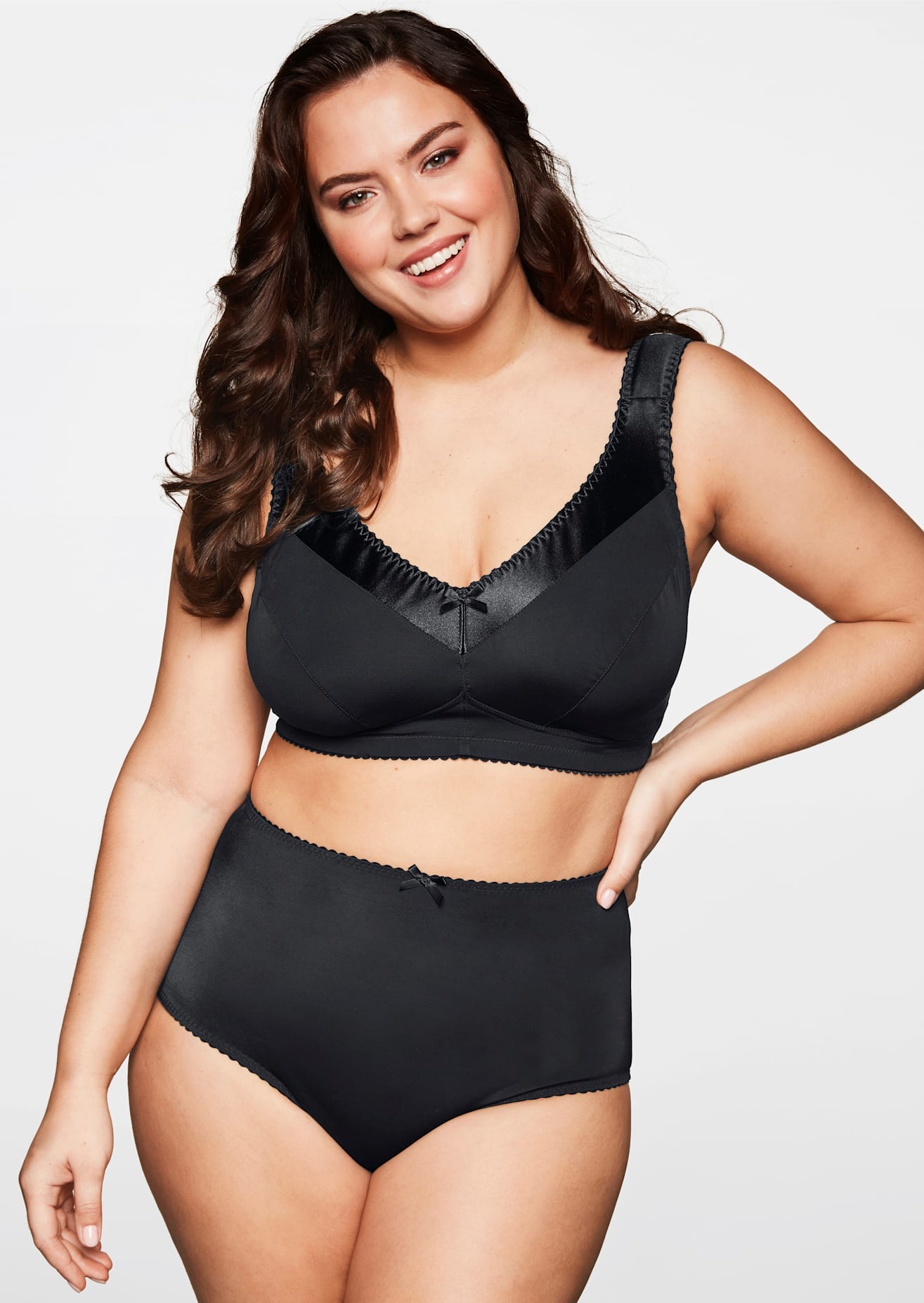 SHEEGO Damen Bügelloser BH, Gr. 95, schwarz, 75% Polyamid, 15% Baumwolle, 10% Elasthan, BHs