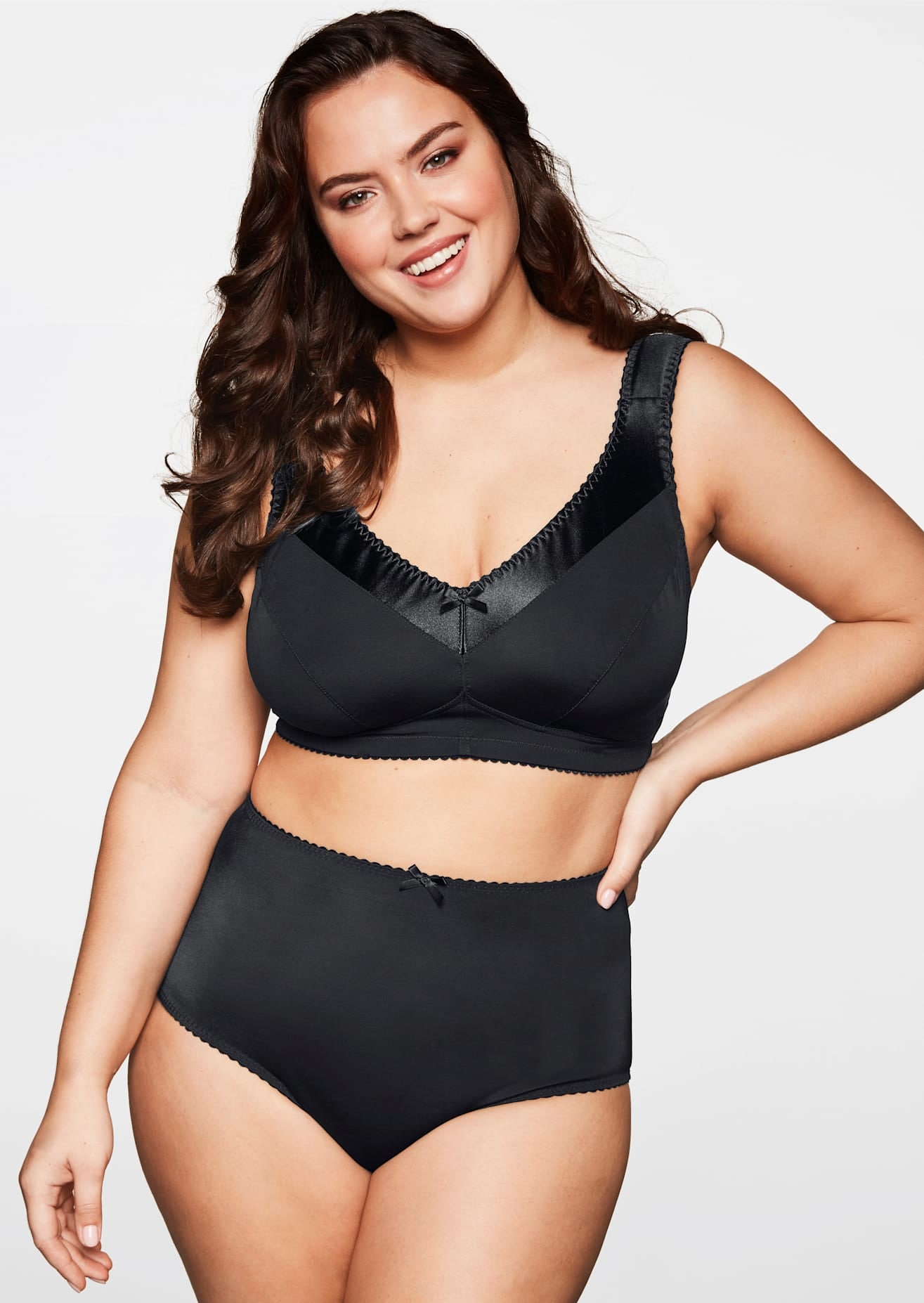 SHEEGO Damen Bügelloser BH, Gr. 95, schwarz, 75% Polyamid, 15% Baumwolle, 10% Elasthan, BHs