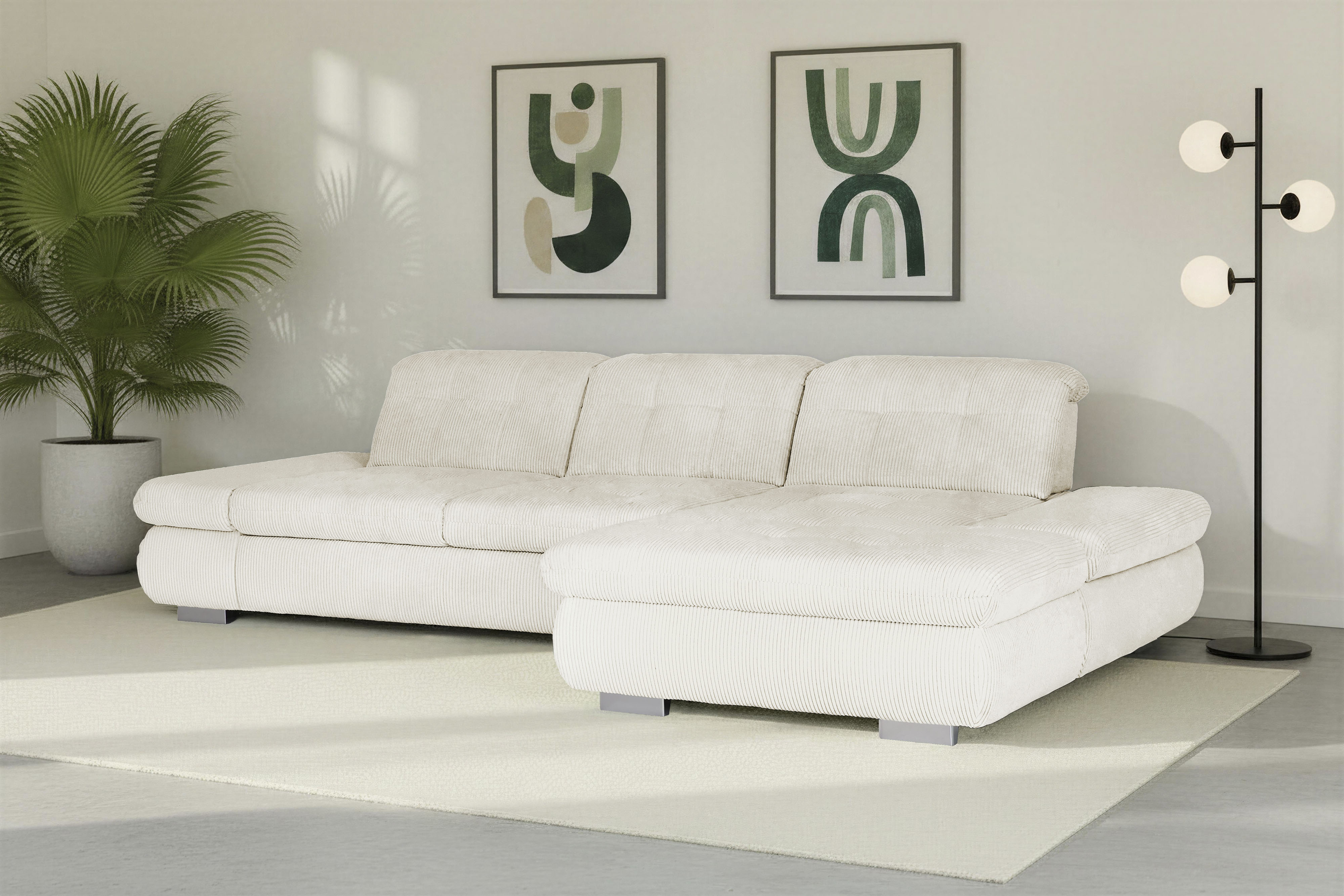 Die PlanBar Ecksofa "MP-IN17004 L-Form, Breite 331 cm, Kaltschaum-Polsterung" inkl. Sitztiefenverstellung, wahlweise weitere Funktionen
