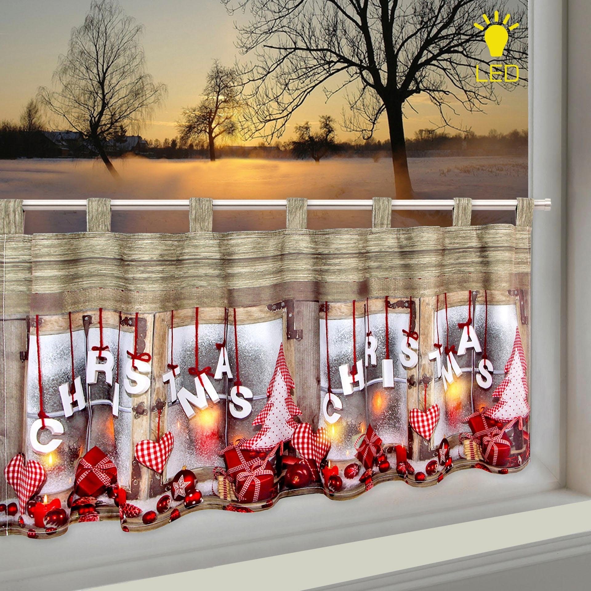 | HxB: Lifestyle mit BAUR Delindo -Beleuchtung Scheibengardine LED 45x120, (1 St.), »CHRISTMAS«,