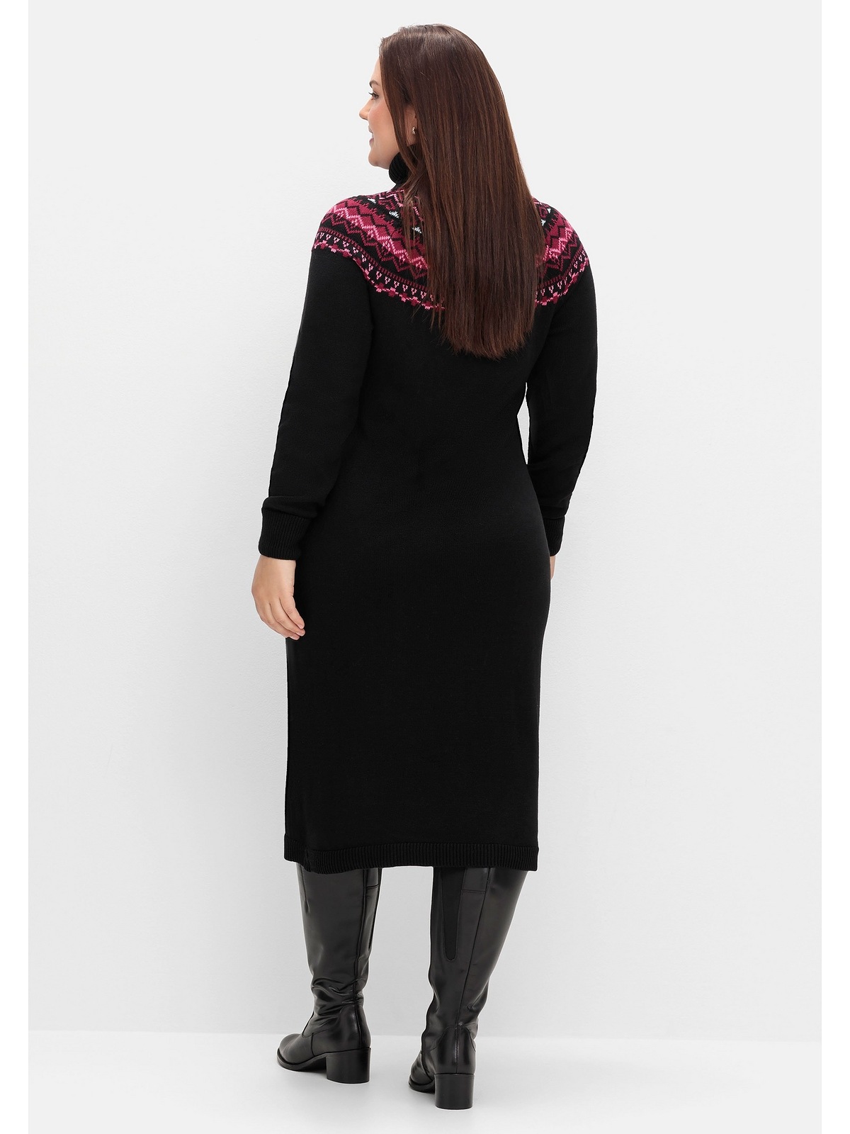Sheego Strickkleid »Große Größen«, mit Rollkragen und Norwegermuster