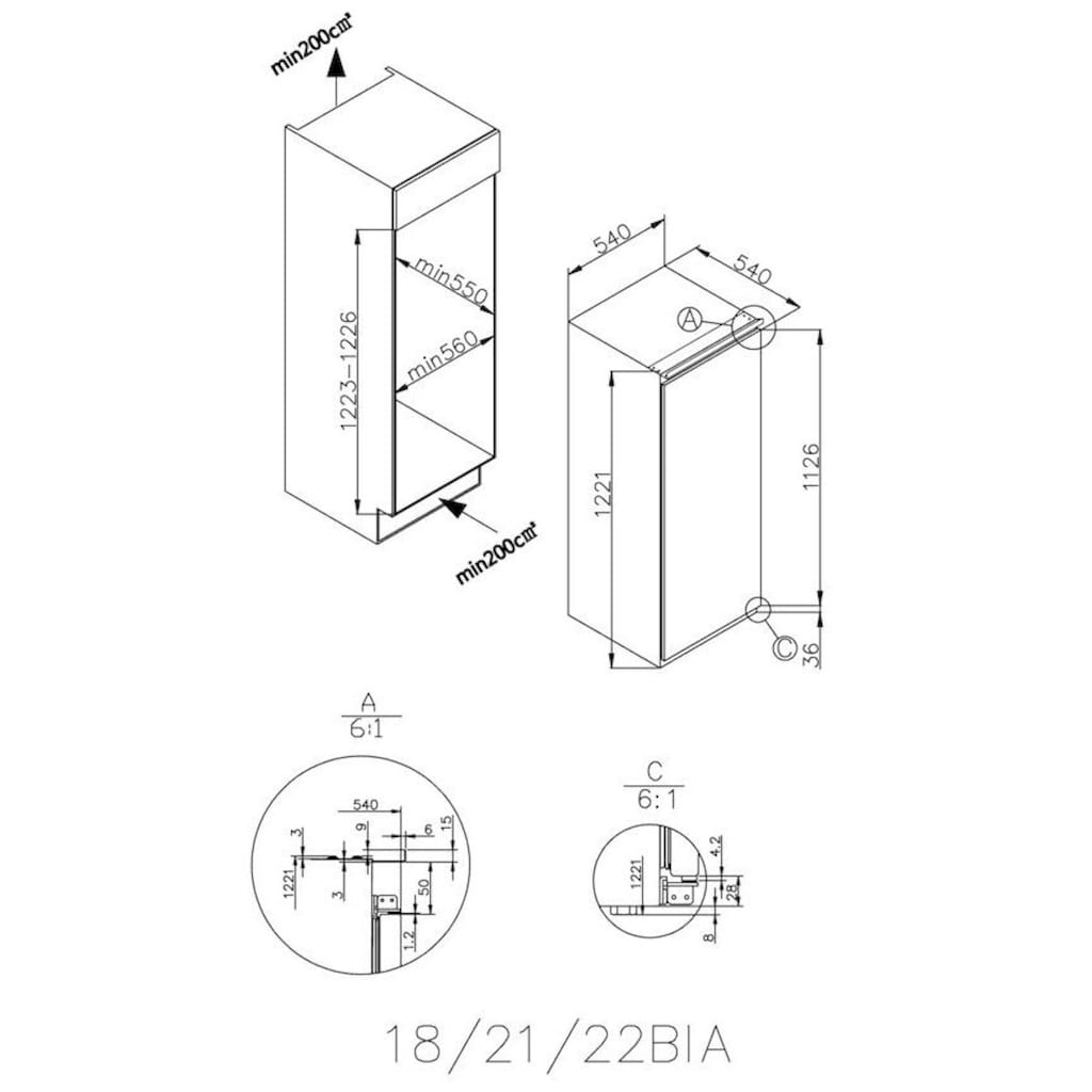 Candy Einbaukühlschrank »CIL 220 NE/N«, CIL 220 NE/N, 122,1 cm hoch, 54 cm breit