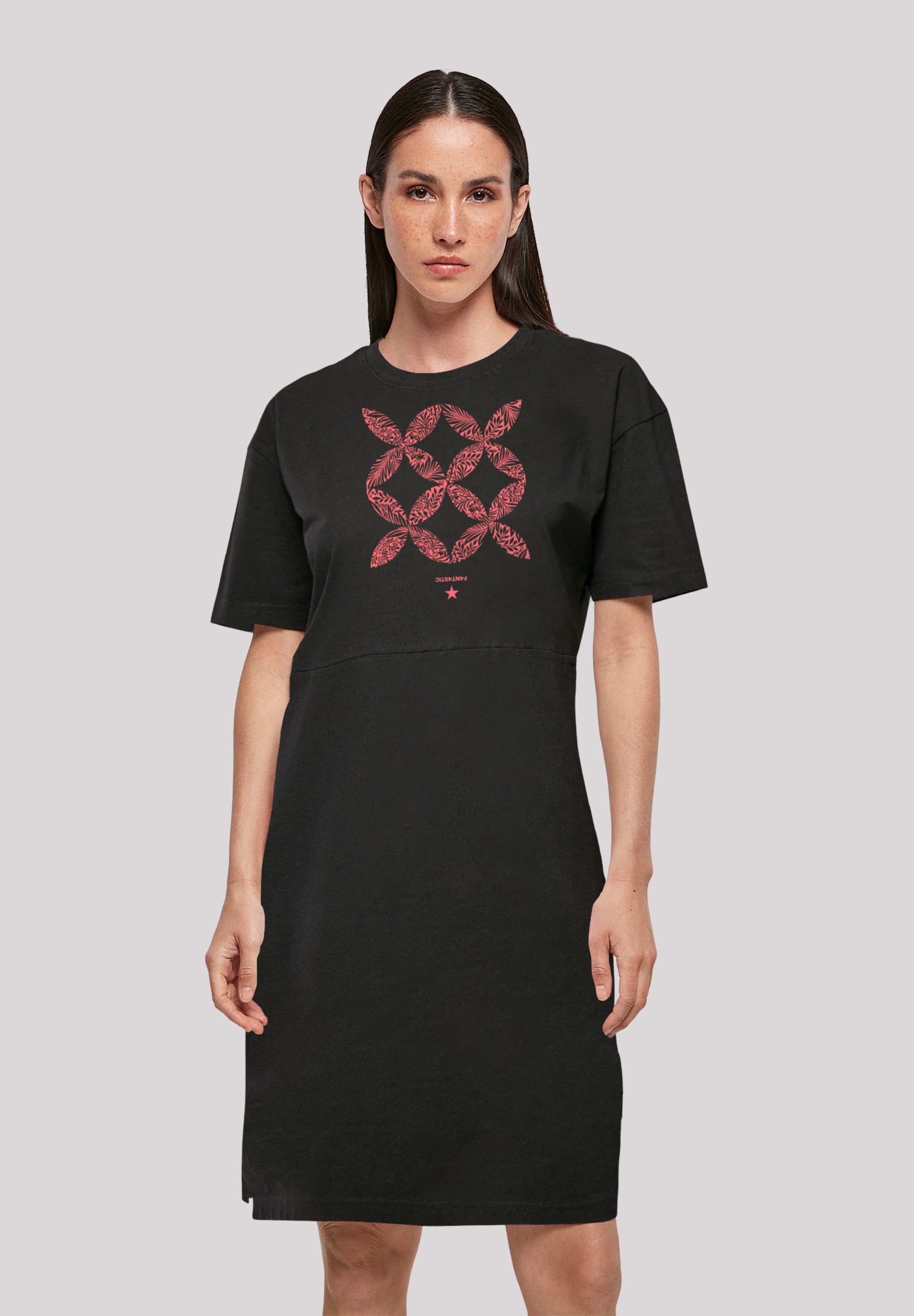 F4NT4STIC Shirtkleid "Blumenmuster Coral" Ohne Taschen Print günstig online kaufen