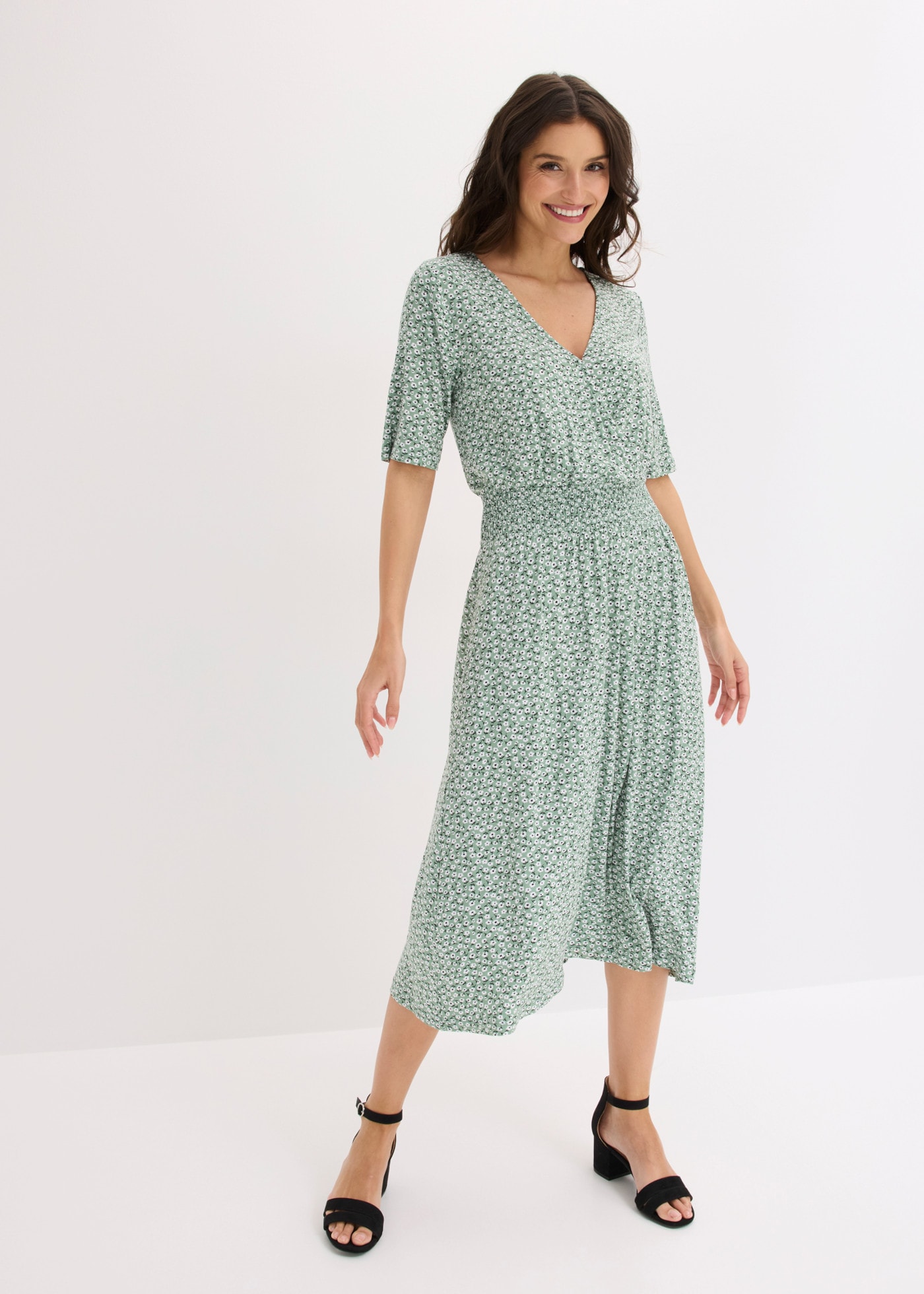 bonprix Jerseykleid »Jerseykleid aus Viskose-Mix« für sommerliche Tage, aus Viskose und Elasthan, Kurzarm-Design