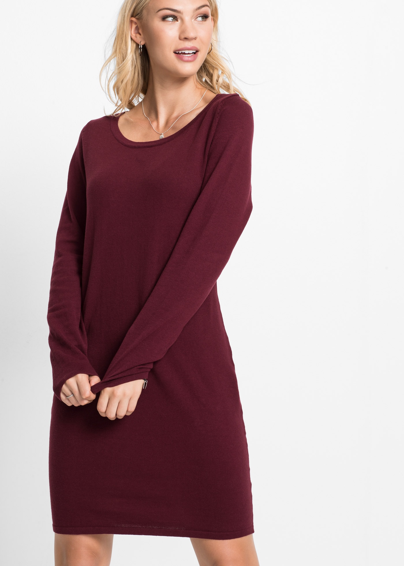 bonprix "Strickkleid" für den Alltag, aus Baumwolle und Polyamid, lockere Passform