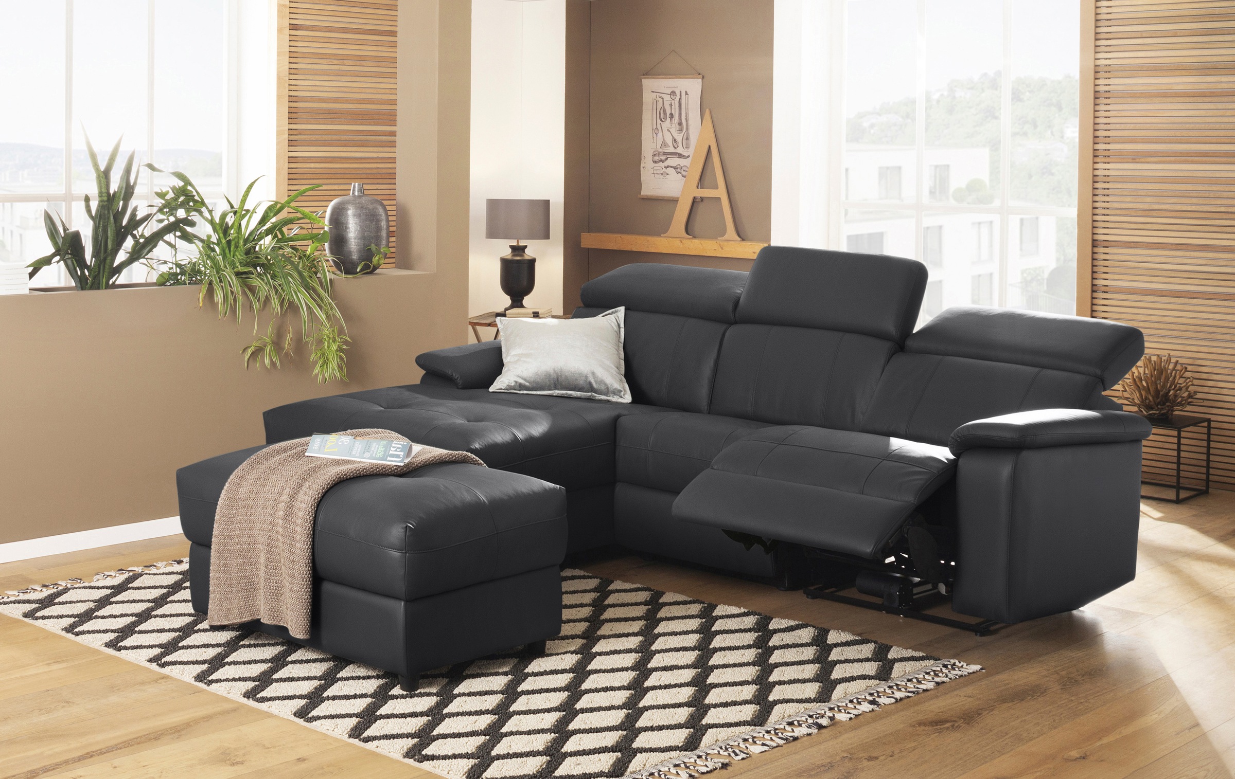 Home affaire Ecksofa »Binado, L-Form,«, mit manueller oder elektrischer Relaxfunktion mit USB-Anschluss