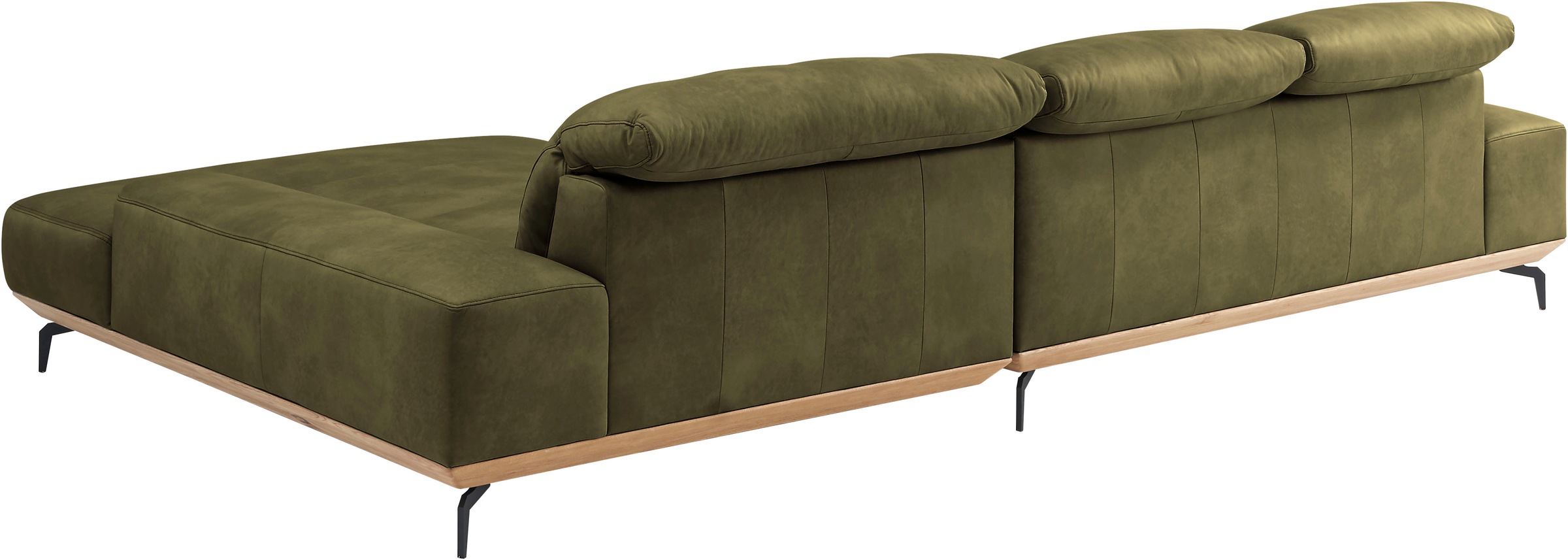 Wohnlandschaft MUSTERRING "MR 2490 Ecksofa mit erstklassigem Sitzkomfort, Long-Life-Leder", grün (camouflage, s), B:342cm T:207cm, Sofas, Wohnlandschaft, Fuß schwarz, Sitzhöhe 48cm, wahlweise mit Funktionen, Maße 342x207 cm 9