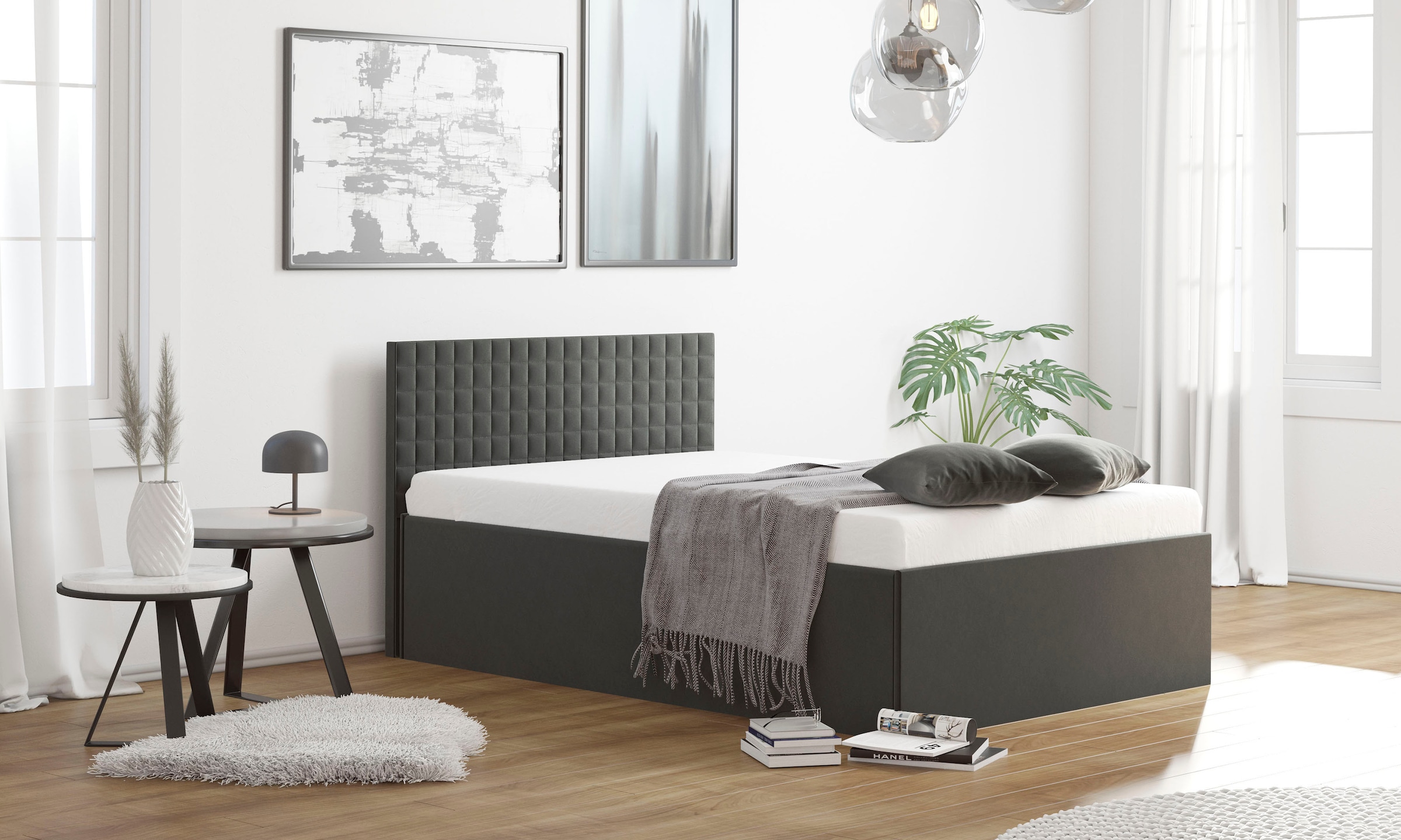 Polsterbett, B:148cm L:210cm, grau, WESTFALIA SCHLAFKOMFORT, Betten, mit Bettkasten bei Ausführung mit Matratze