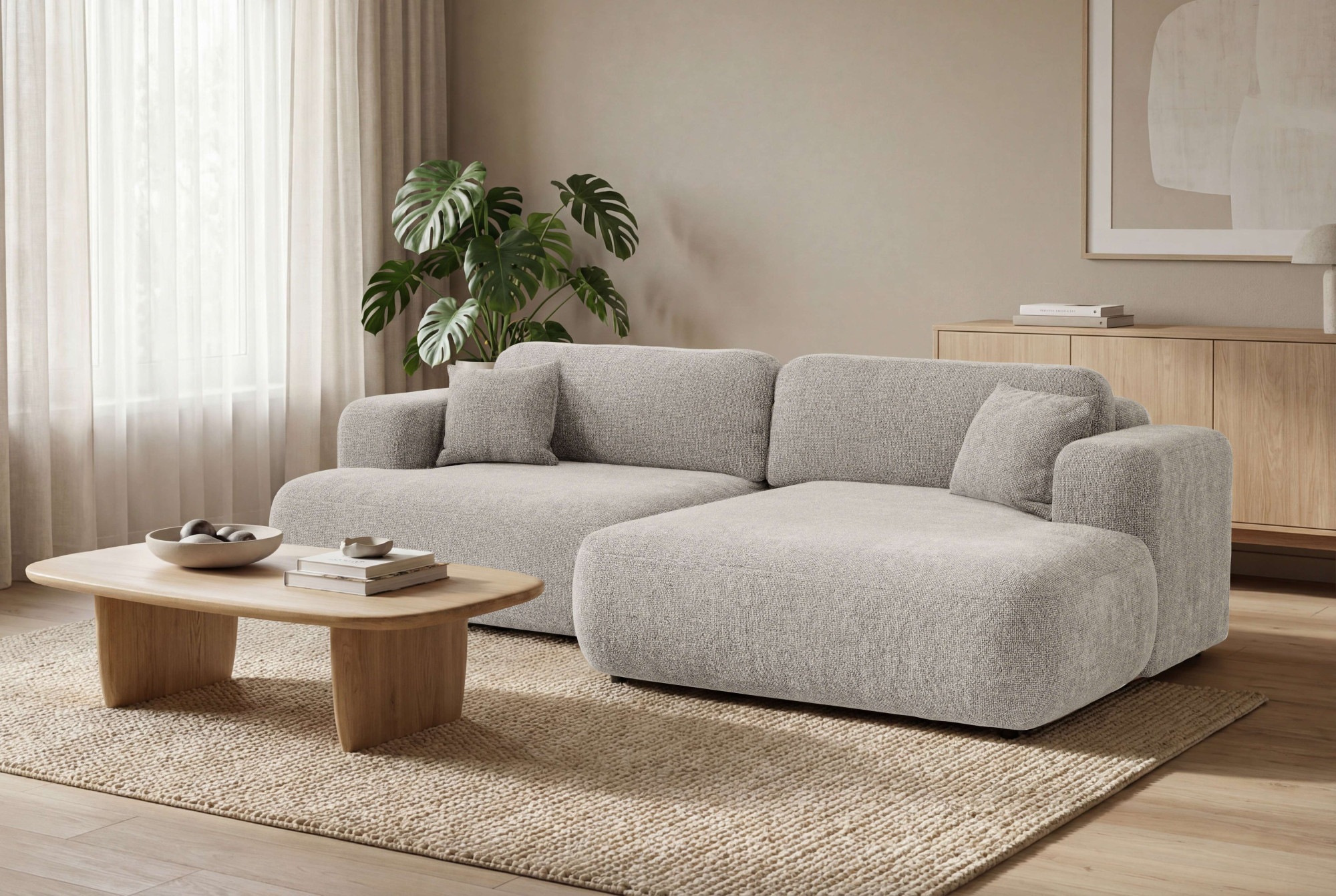 OTTO home Ecksofa "VEEVIA L-Form, Schlafsofa, Verlässliche Qualität, Breite 256cm" mit Bettkasten, belastbar bis 480kg, inklusive Rücken- und Zierkissen
