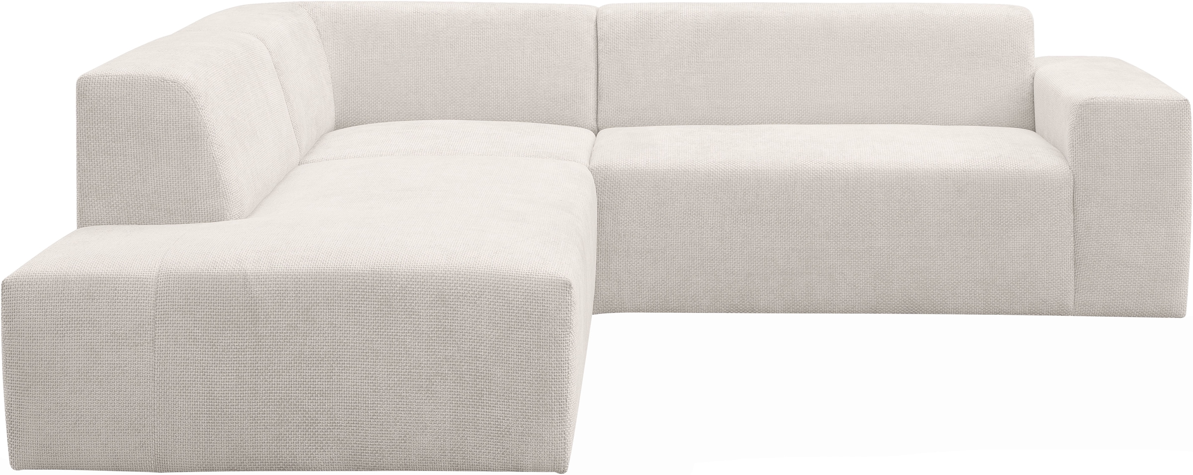 WERK2 Ecksofa »Zeus-M, tolles Sofa mit schönen Details, L-Form«, Curvy Trend Garnitur, urbane Optik, komfortable Wellenunterfederung