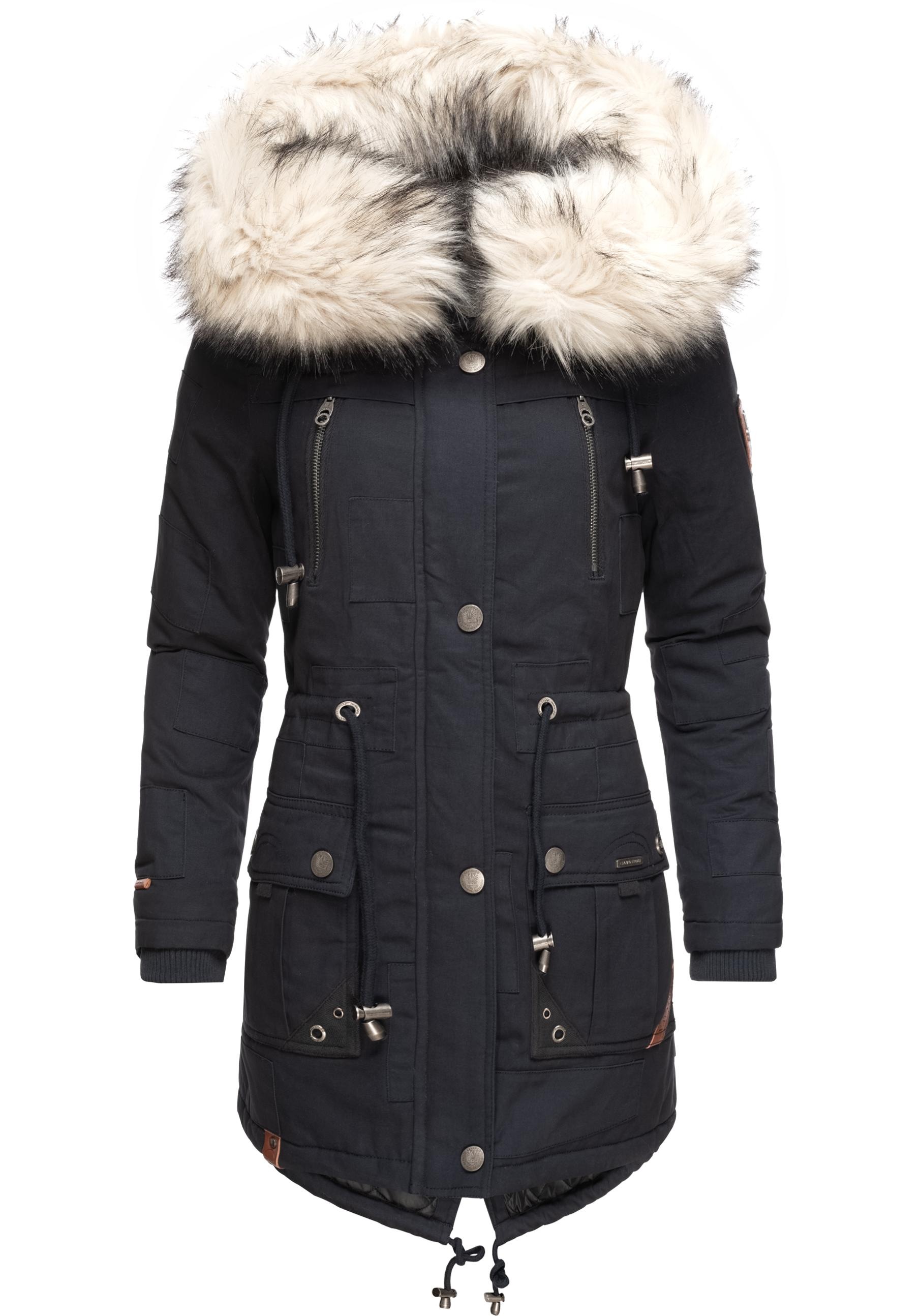 Navahoo Wintermantel »Honigfee«, stylischer Baumwollparka mit Kunstfell-Kapuze