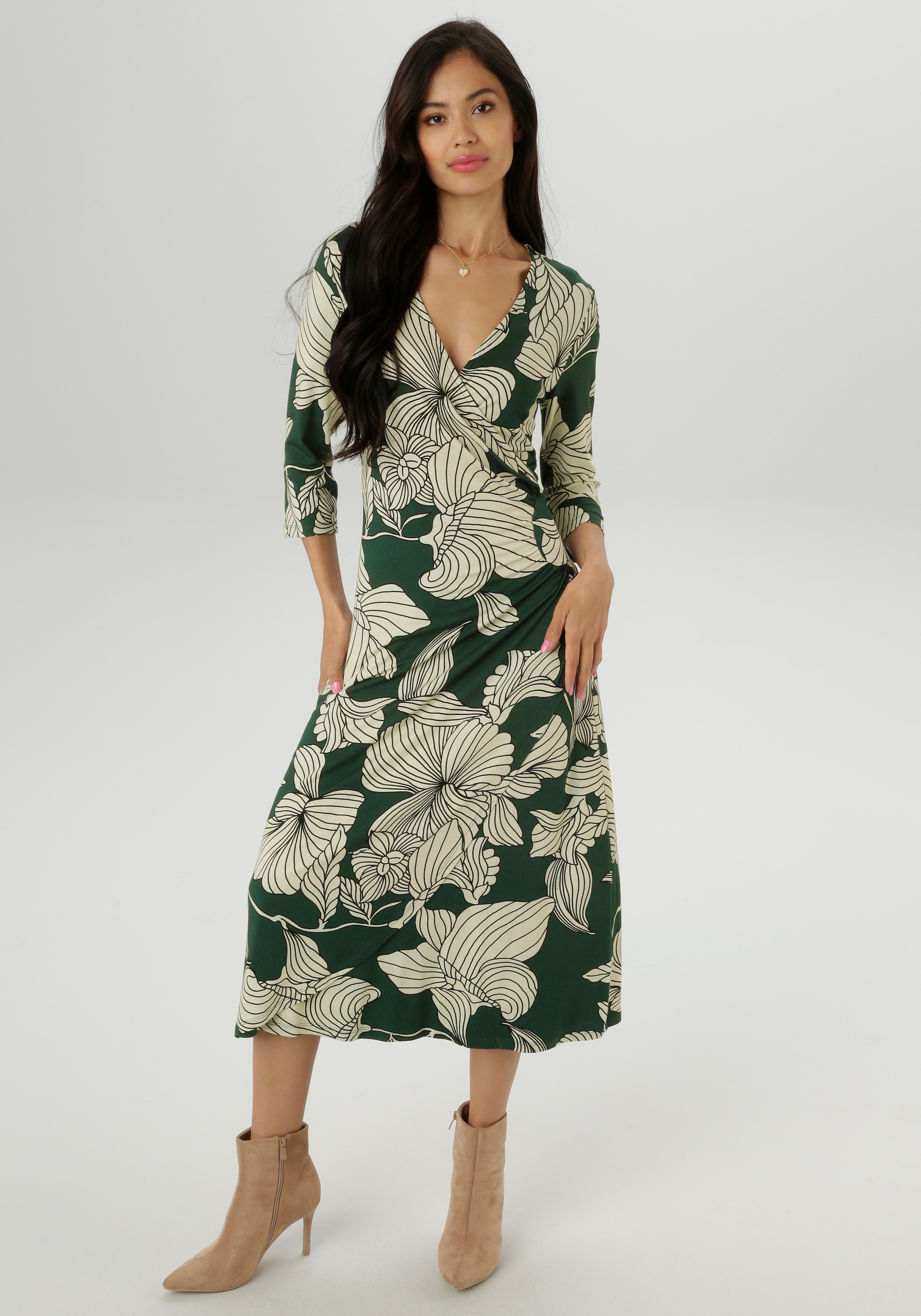 Aniston SELECTED Jerseykleid, mit V-Ausschnitt in Wickel-Optik - NEUE KOLLE günstig online kaufen