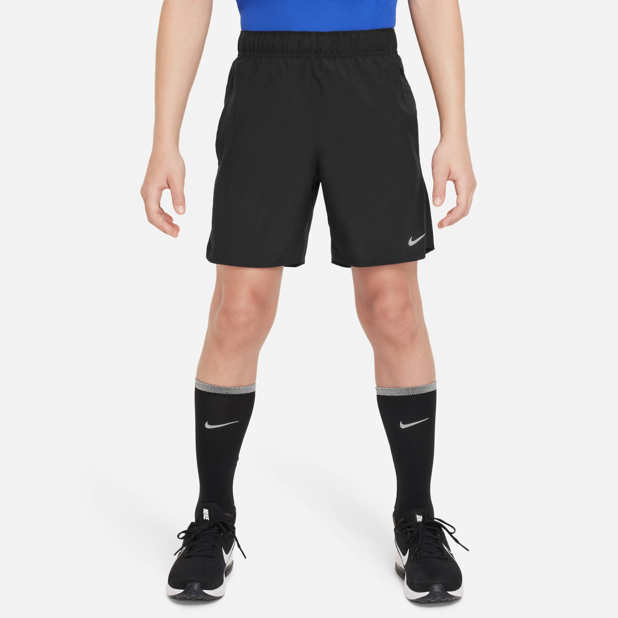 Trainingsshorts NIKE "B NK DF CHALLENGER SHORT", Jungen, Gr. XL (164/170), N-Gr, schwarz, schwarz, reflective silv, Obermaterial: 100% Polyester, Hosen