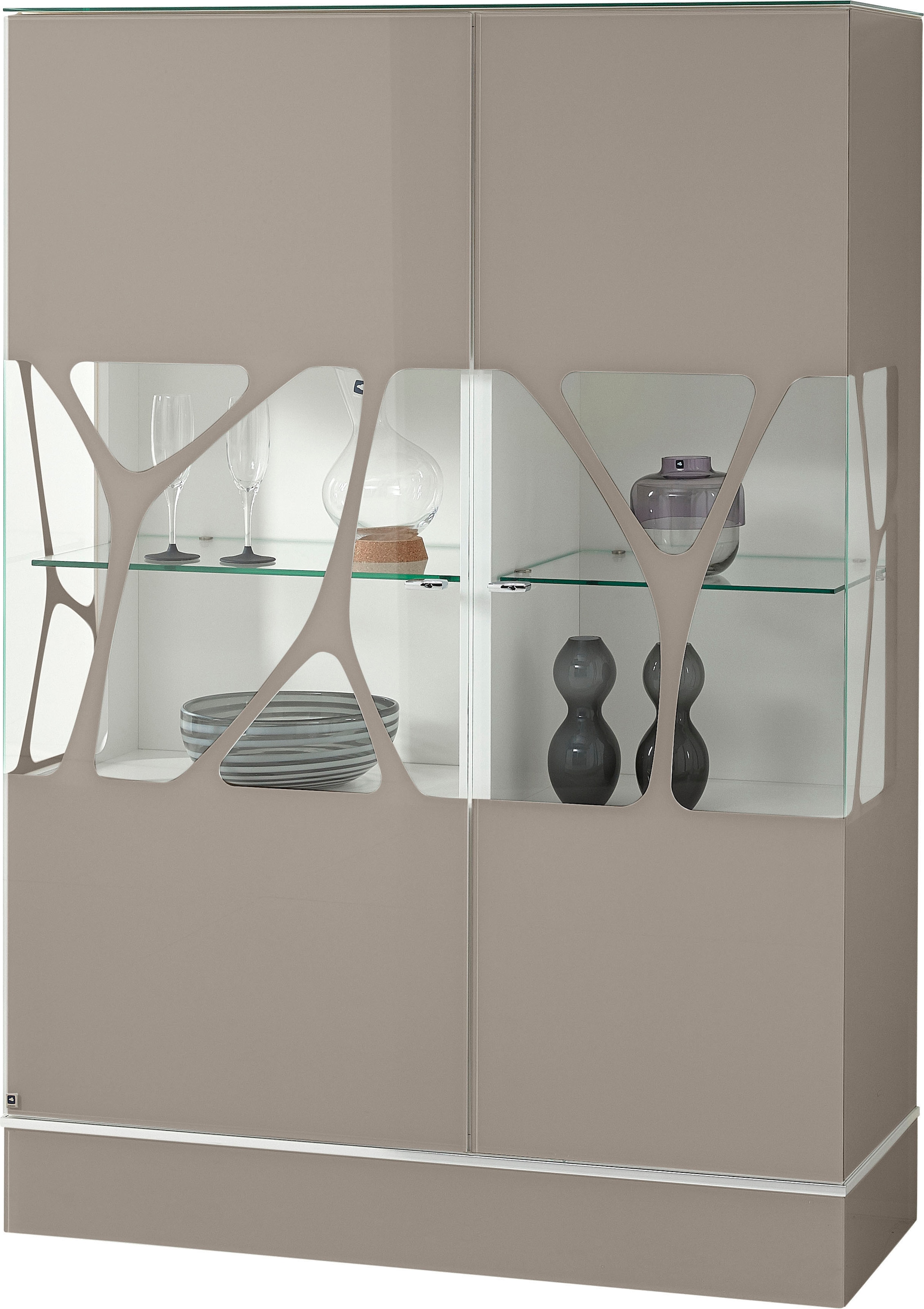 LEONARDO Highboard "Cube", mit Sicherheitsglas und edlem MDF Holz, Höhe157 cm