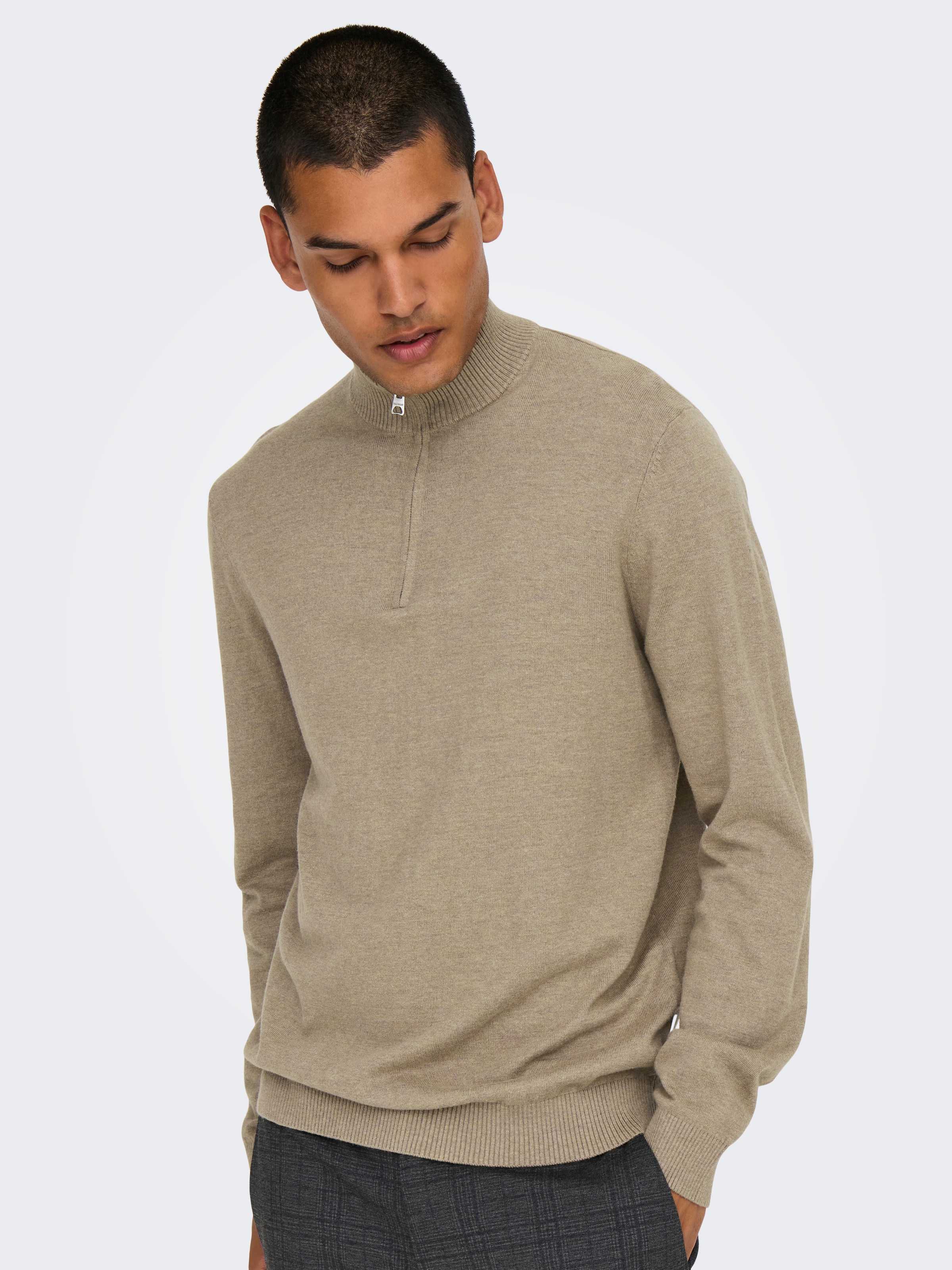 ONLY & SONS Troyer "ONSLOUI REG 12 MEL HALF ZIP KNIT NOOS" günstig online kaufen