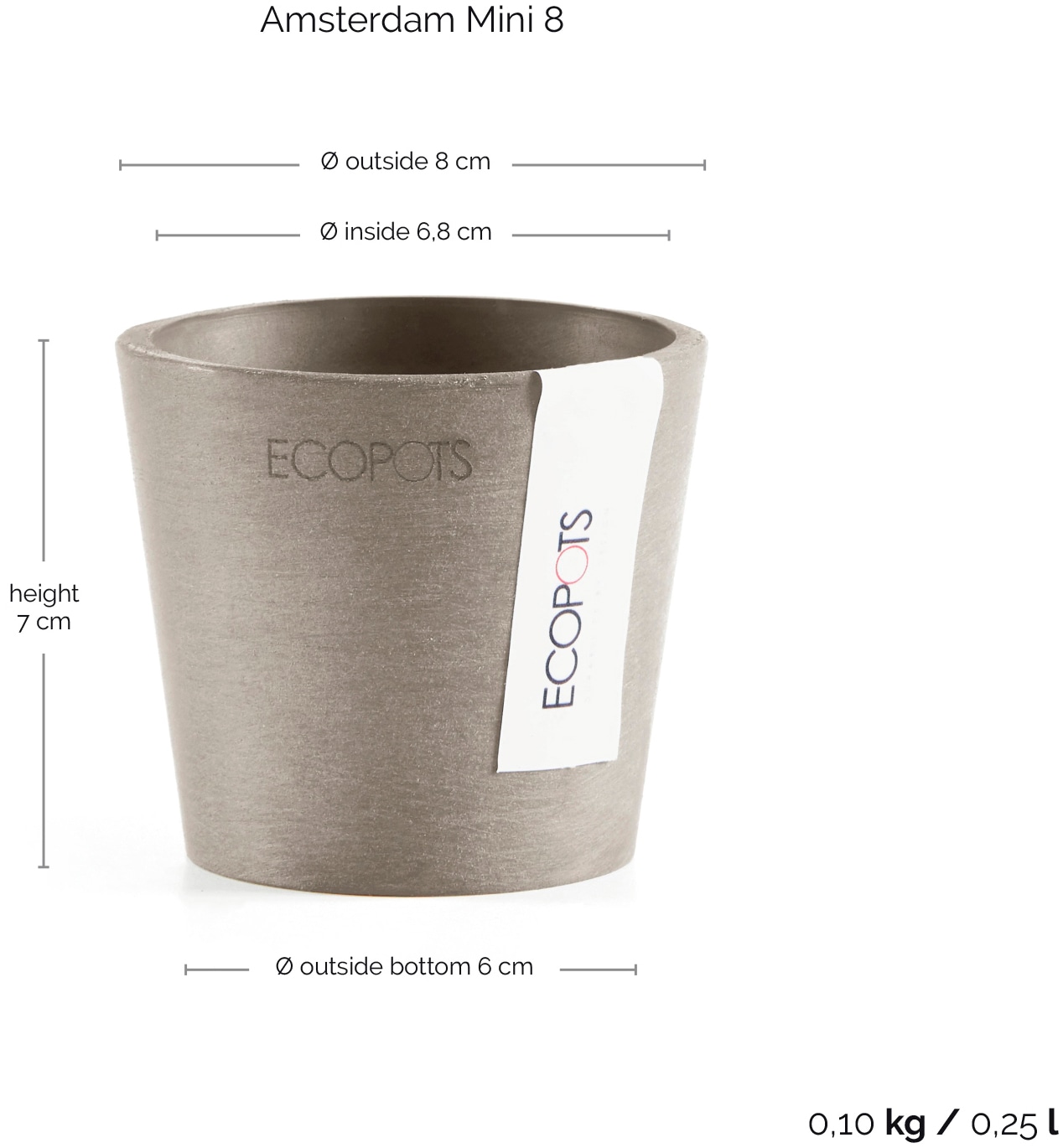ECOPOTS Blumentopf »Amsterdam Mini 8 Taupe«, für den Innenbereich