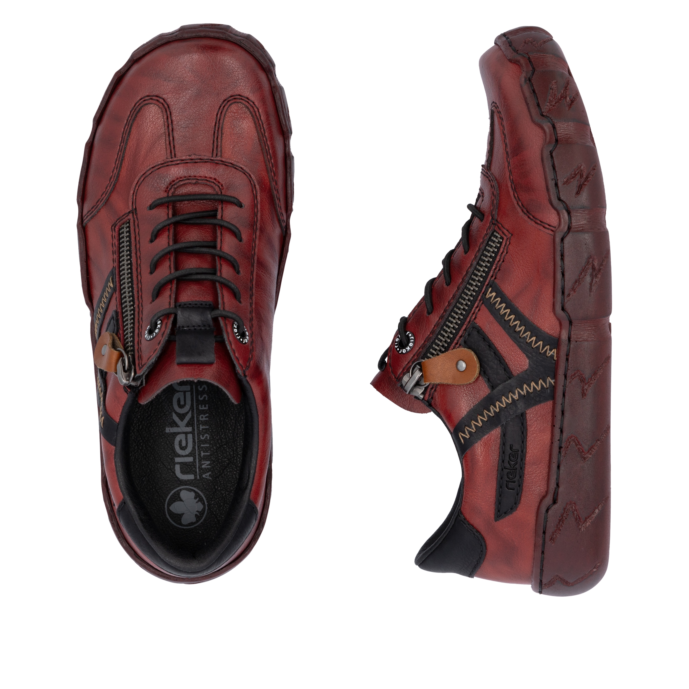 Rieker Sneaker, Schnürschuh, Halbschuh, Freizeitschuh mit Ziernähte
