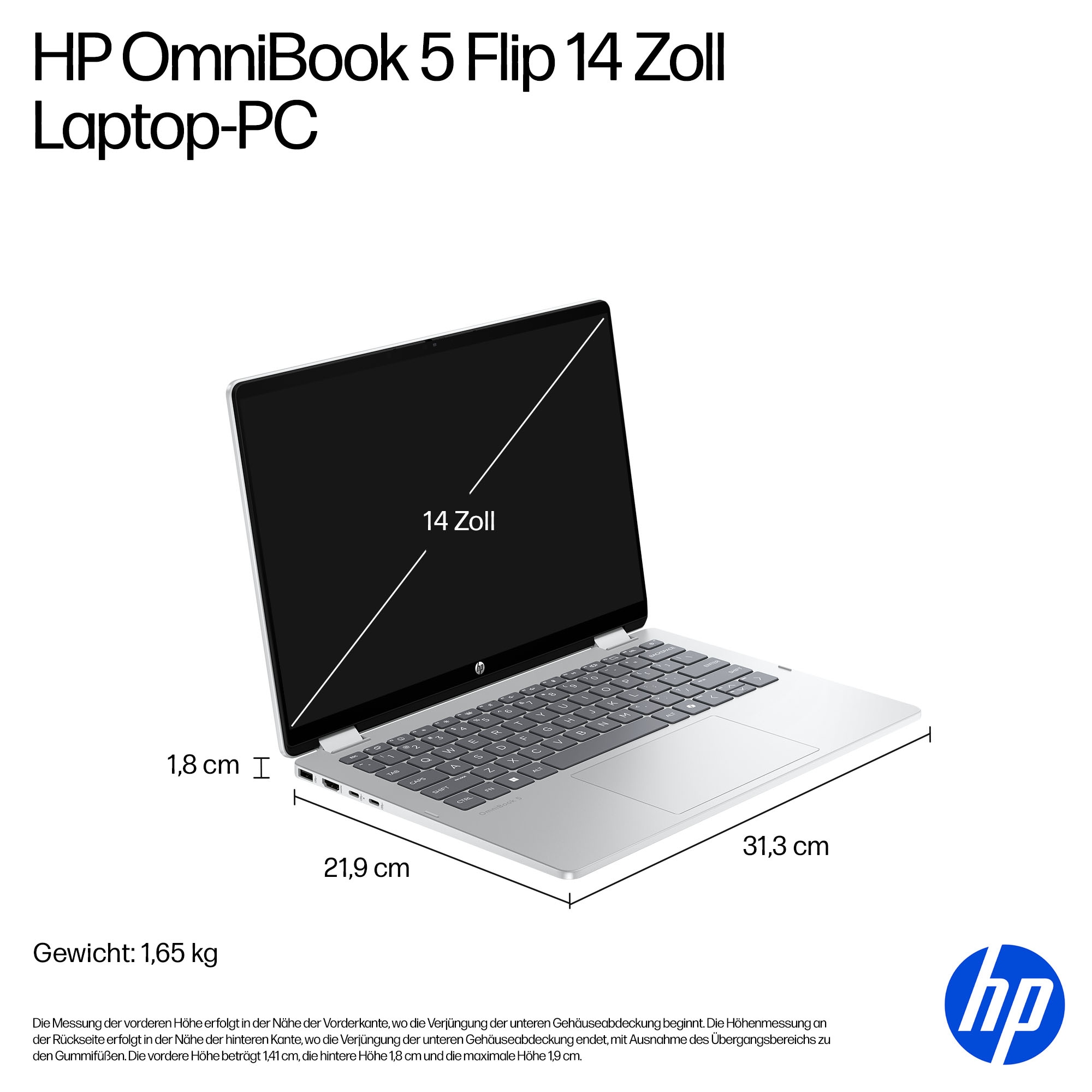 HP Convertible Notebook »14-fp0231ngx« 35,56 cm / 14 ″ Intel Core 3 Intel Graphics 256 GB SSD