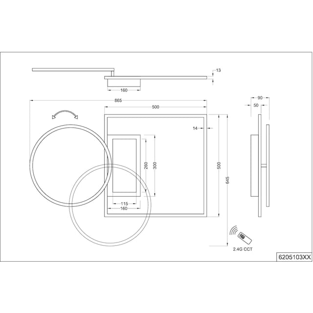 TRIO Leuchten LED Deckenleuchte »Downey«, 1 flammig-flammig, Lichtfarbe  stufenlos einstellbar, Memory Funktion, intgrierter Dimmer | BAUR