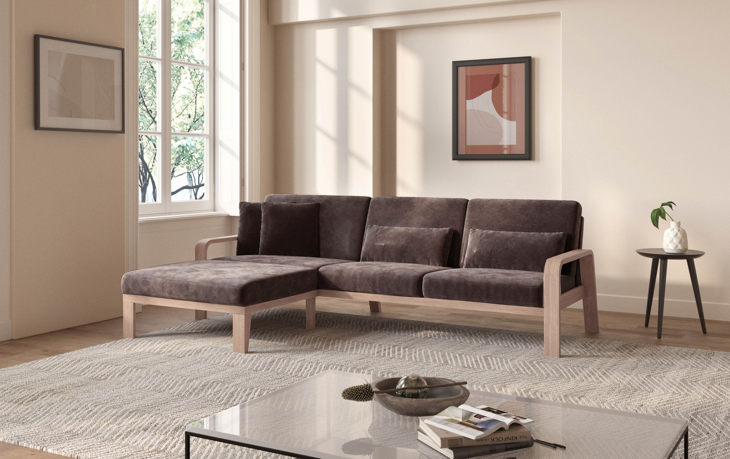 sit&more Ecksofa "Kolding L-Form" Armlehnen aus Buchenholz in natur, versch günstig online kaufen