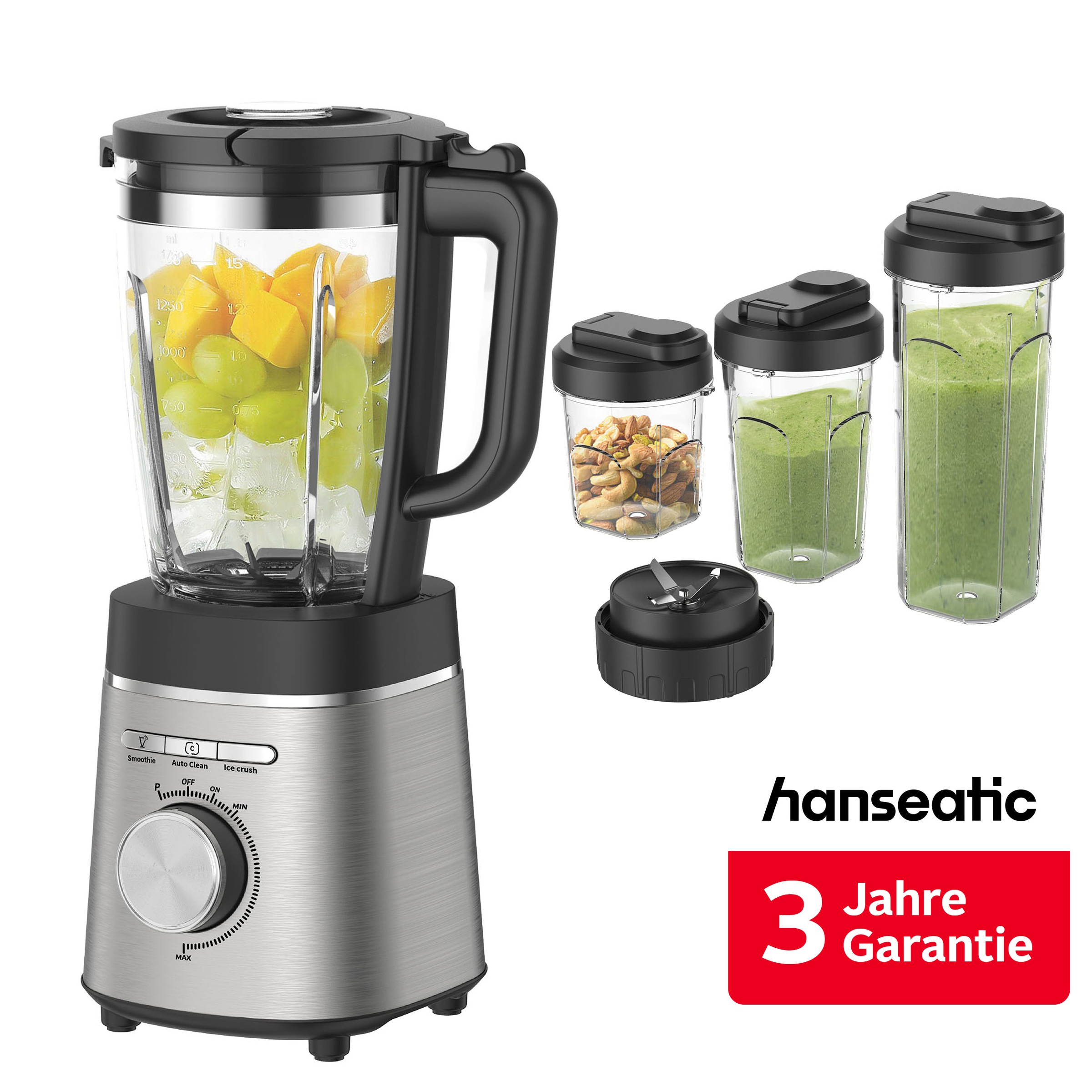 Hanseatic Standmixer "HBL14001175SD mit 1,75L Fassungsvermögen" 1400 W inkl. 3 Jahre Herstellergarantie