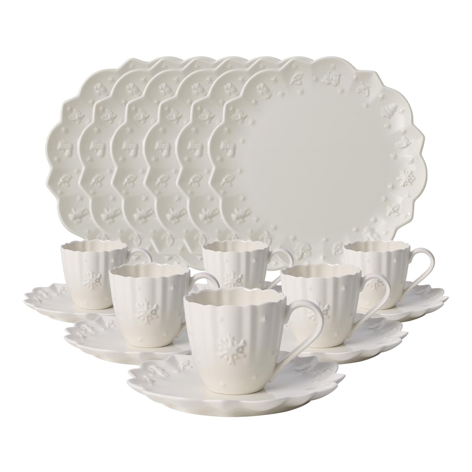 Villeroy & Boch Geschirr-Set "Kaffeeservice Toys Delight Royal Classic 18er Set weiß" Spülmaschinengeeignet, Mikrowellenfest