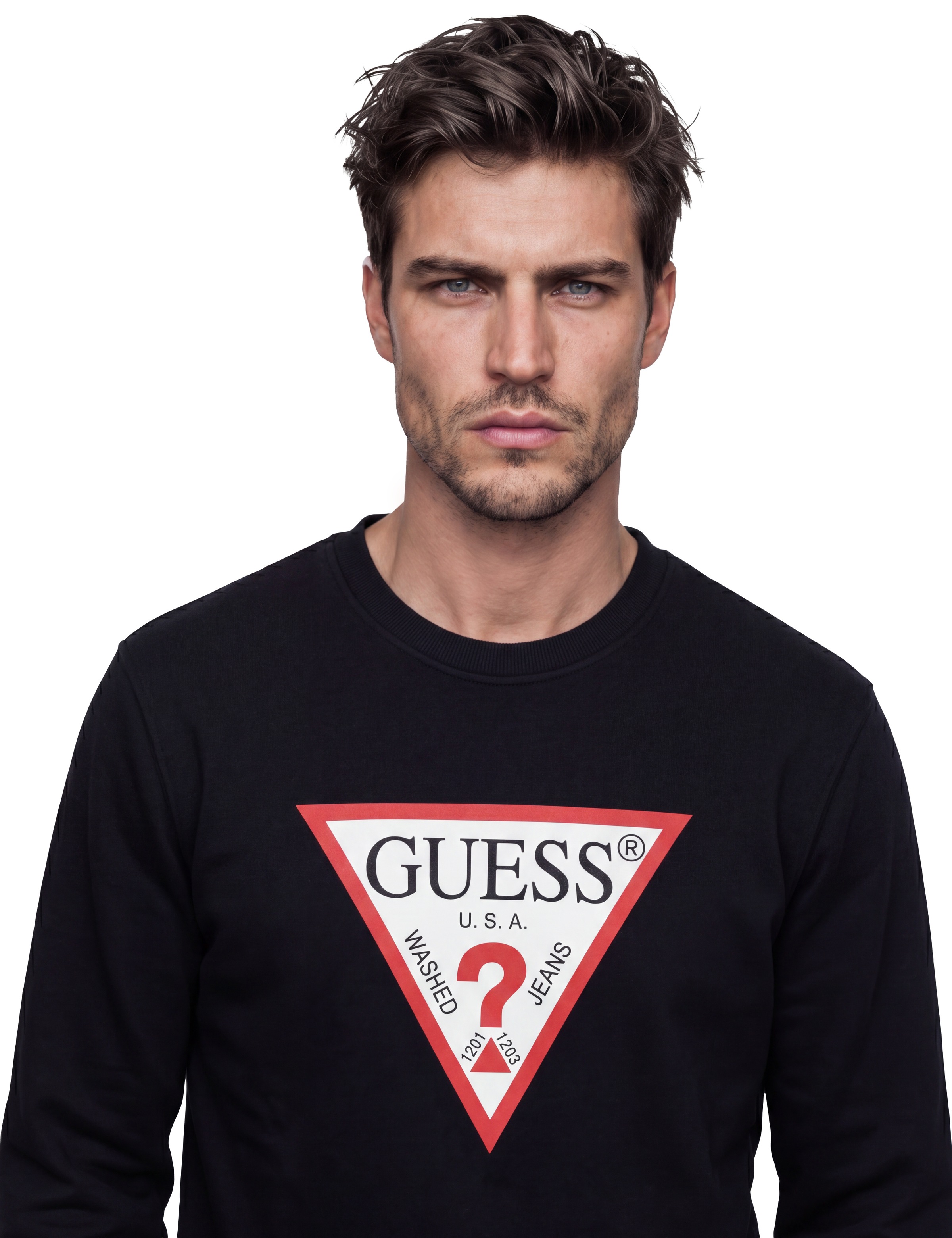 Guess Sweatshirt »RED TRIANGLE«, Rundhalsausschnitt, Regular Fit, Logodruck
