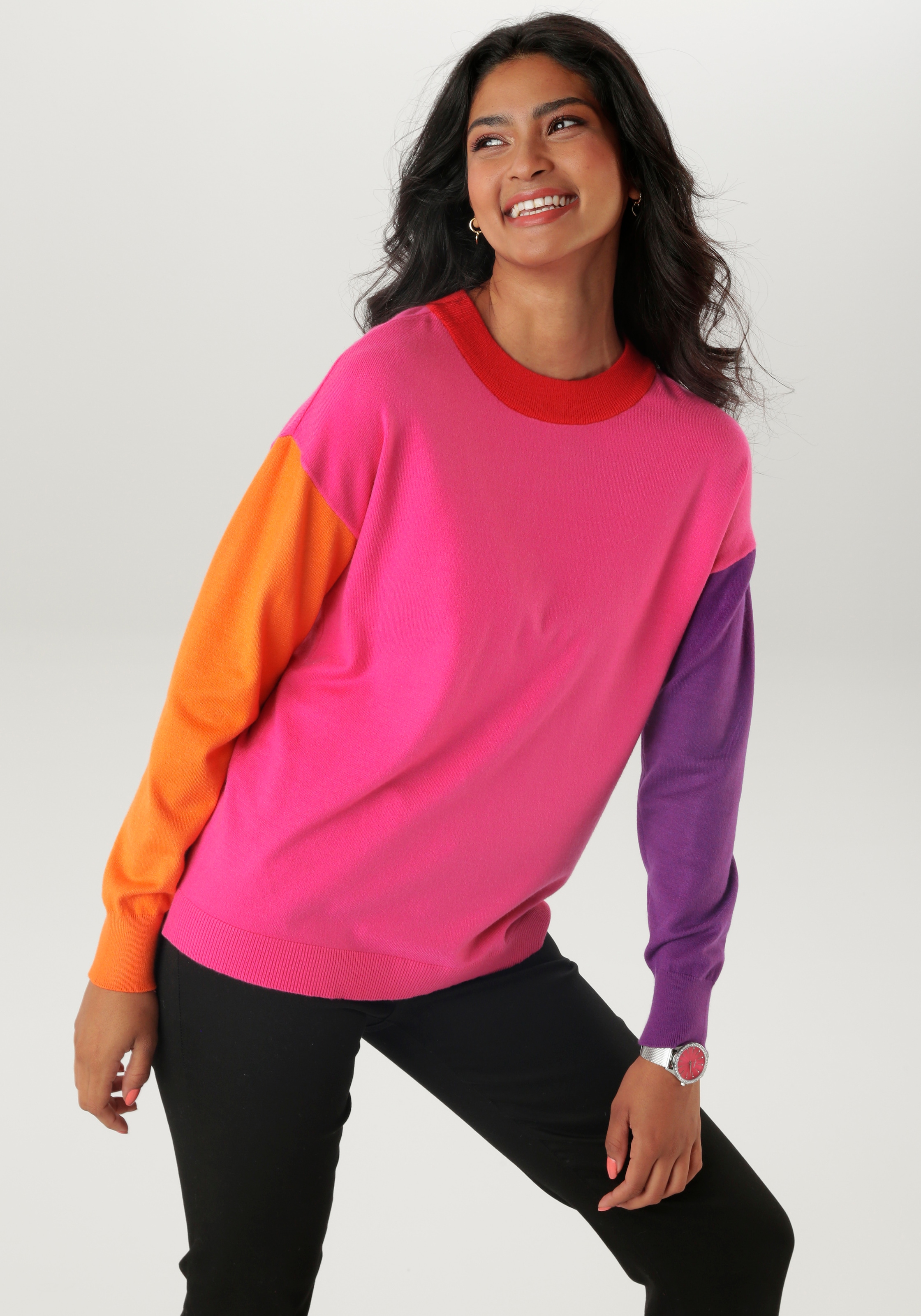 Aniston SELECTED Strickpullover, im farbenfrohen Colorblocking - NEUE KOLLE günstig online kaufen