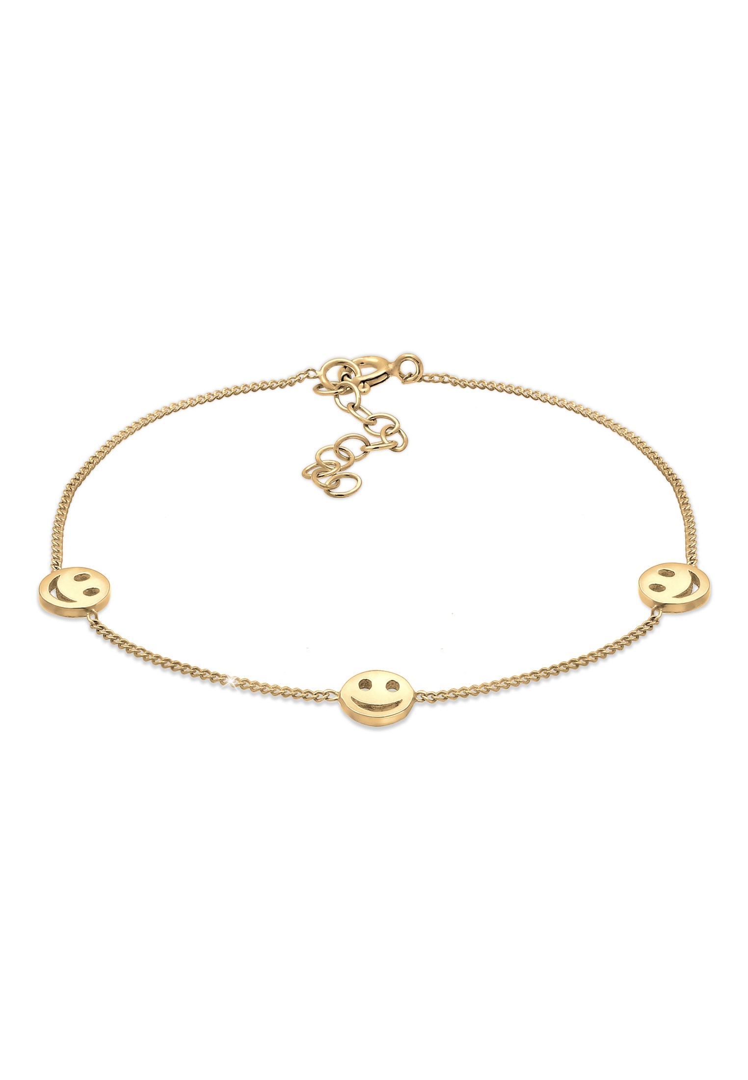 ELLI Damen Armband "Smiling Plättchen Trend 925 Silber", 16cm, ohne Stein, Silber 925 (Sterlingsilber)gold, Silber 925 (Sterlingsilber), Armbänder