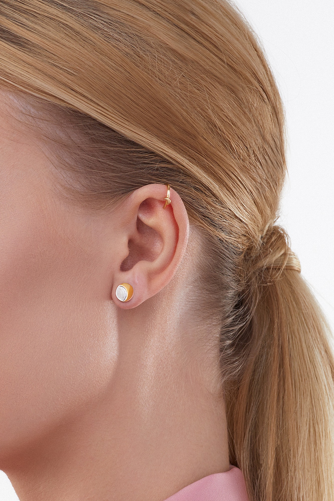 CAÏ Paar Ohrstecker »925/- Sterling Silber bicolor Mondzyklus Luna«