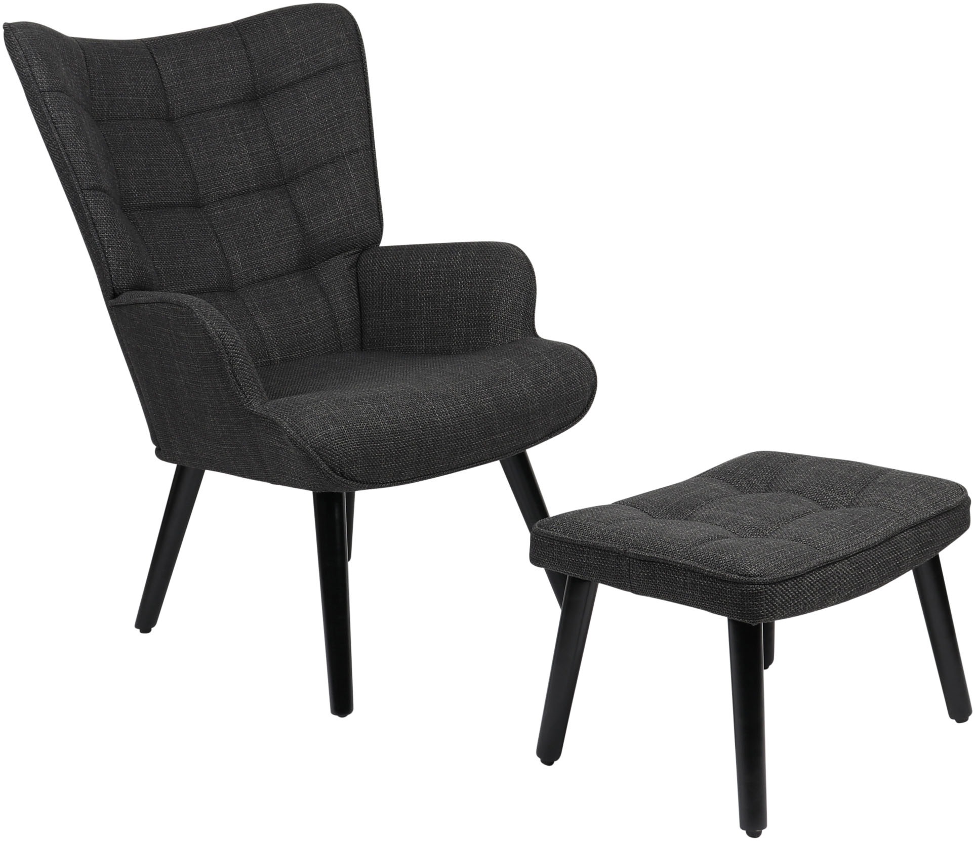 Thumbnail - HELA Loungesessel "PAROS" Set, Sessel mit Hocker, 2 Stk. tlg. Sessel mit Hocker;Loungesessel;4-Fuß Massiv;Webstoff;Armle...