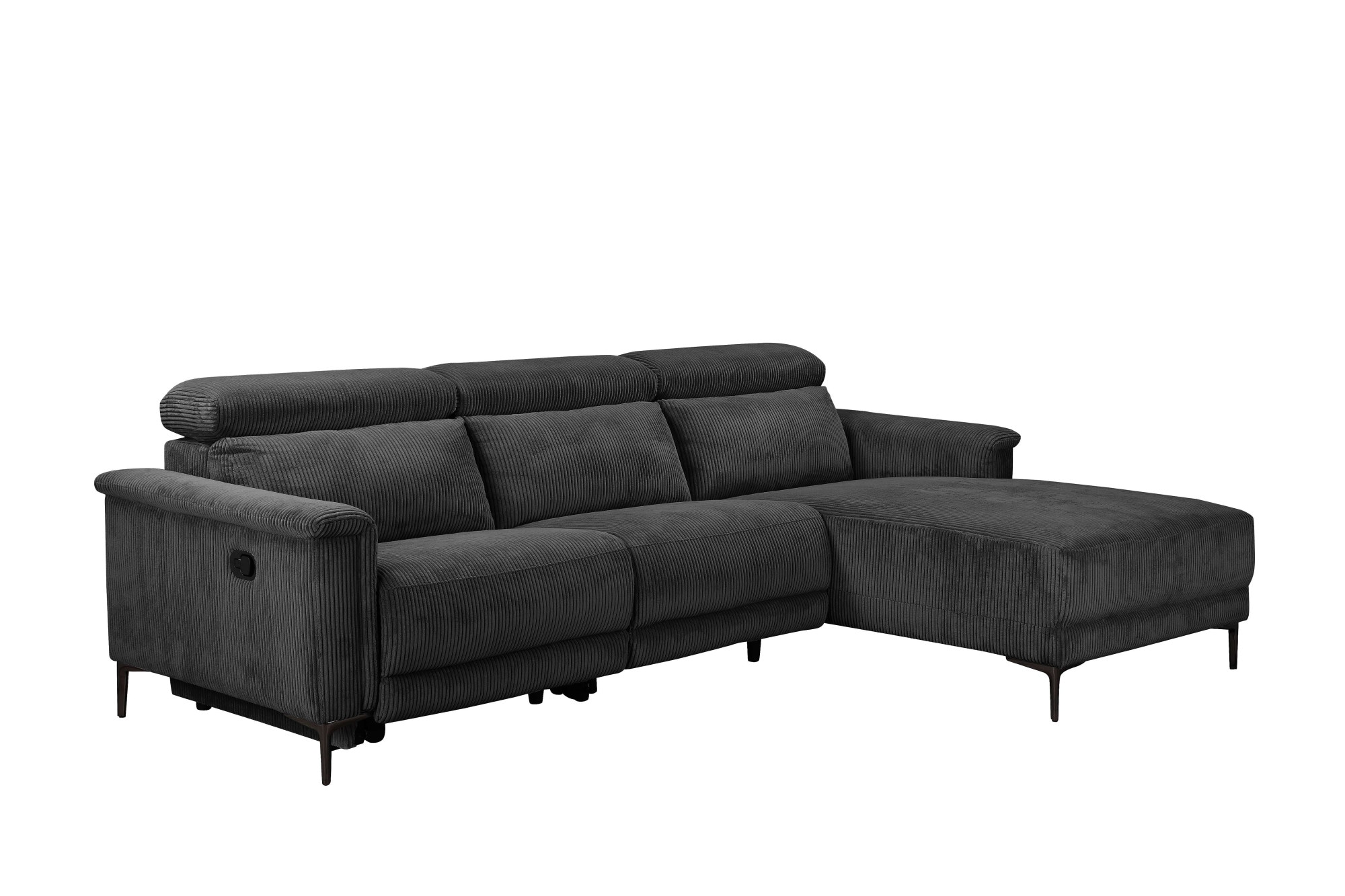 Places of Style Ecksofa »Lund in Cord, L-Form, 261 cm, manuelle und elektr. Relaxfunktion,«, USB-A und Kopfteilverstellung