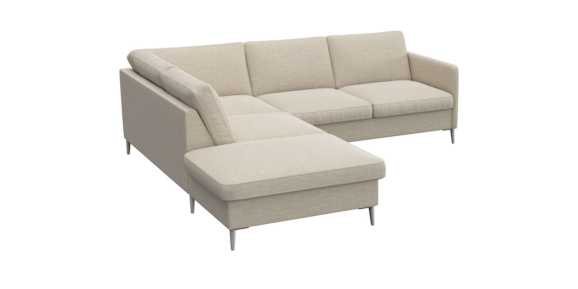 FLEXLUX Ecksofa »Fiore, L-Form«, schmale Armlehnen, Füße alufarben, B/T 234/225 cm, Kaltschaum im Sitz