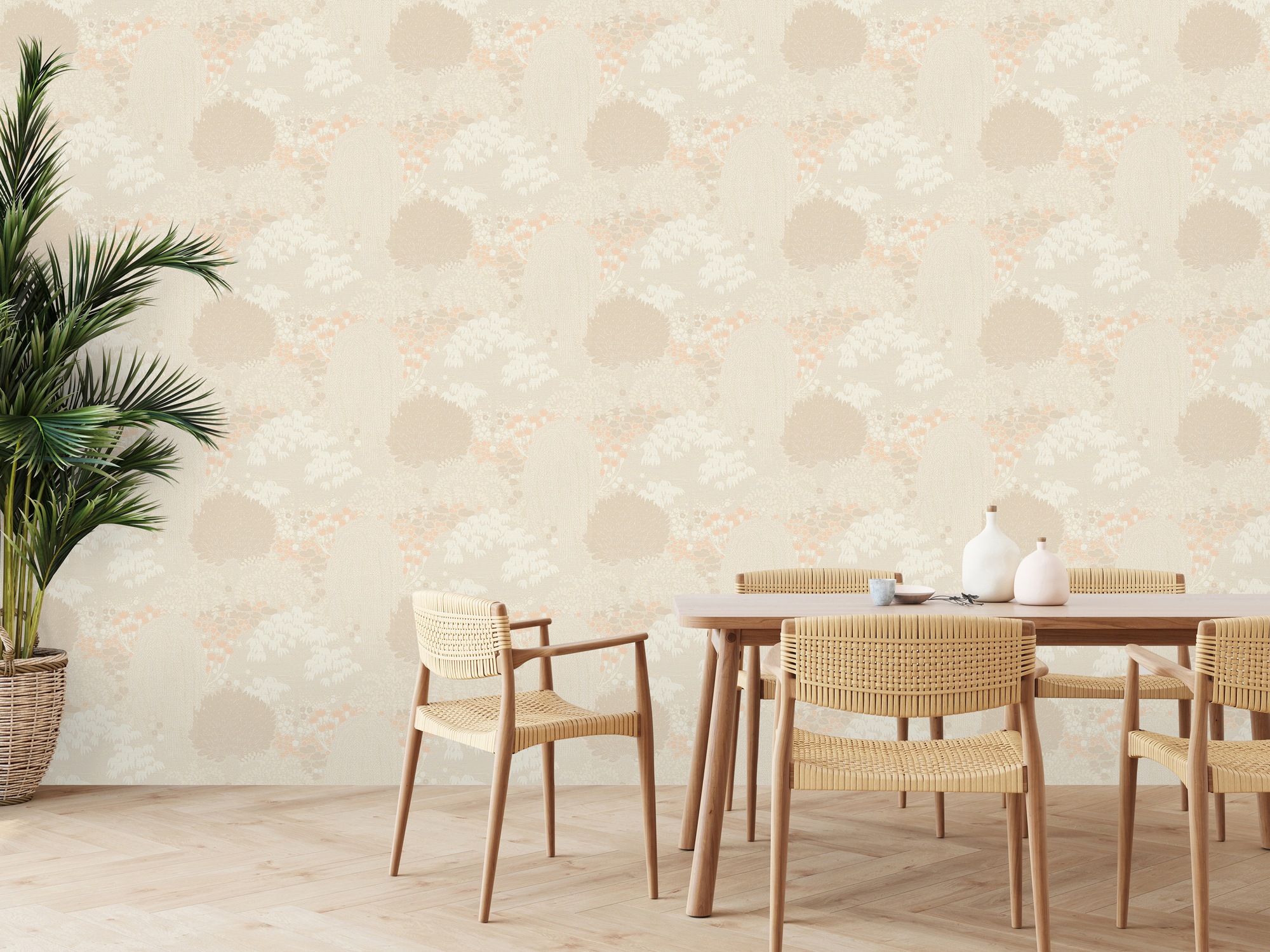 Vliestapete LIVING WALLS "Famous Garden Wald-Tapete Mustertapete Floral Wald", beige (beige,creme,rosa), B:0,53m H:0,02m L:10,05m, Vlies, Tapeten, Vli