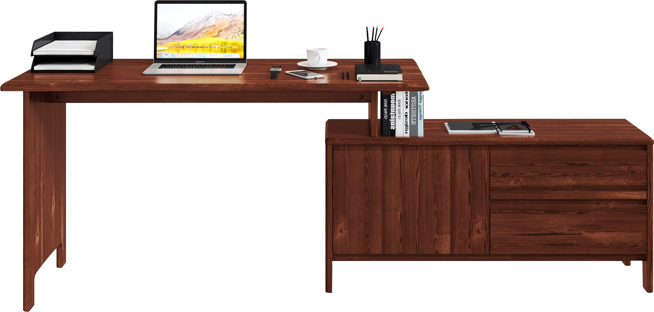 OTTO home Schreibtisch "Luven, aus Massivholz" in 2 Breiten, variable Nutzu günstig online kaufen