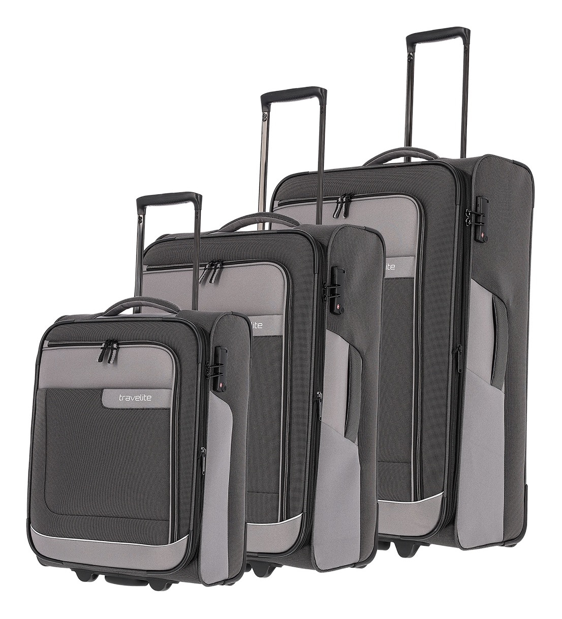 travelite Trolleyset "VIIA L/M/S, 2w", (3 tlg.), Kofferset Reisegepäck mit erweiterbarem Volumen und TSA Schloss