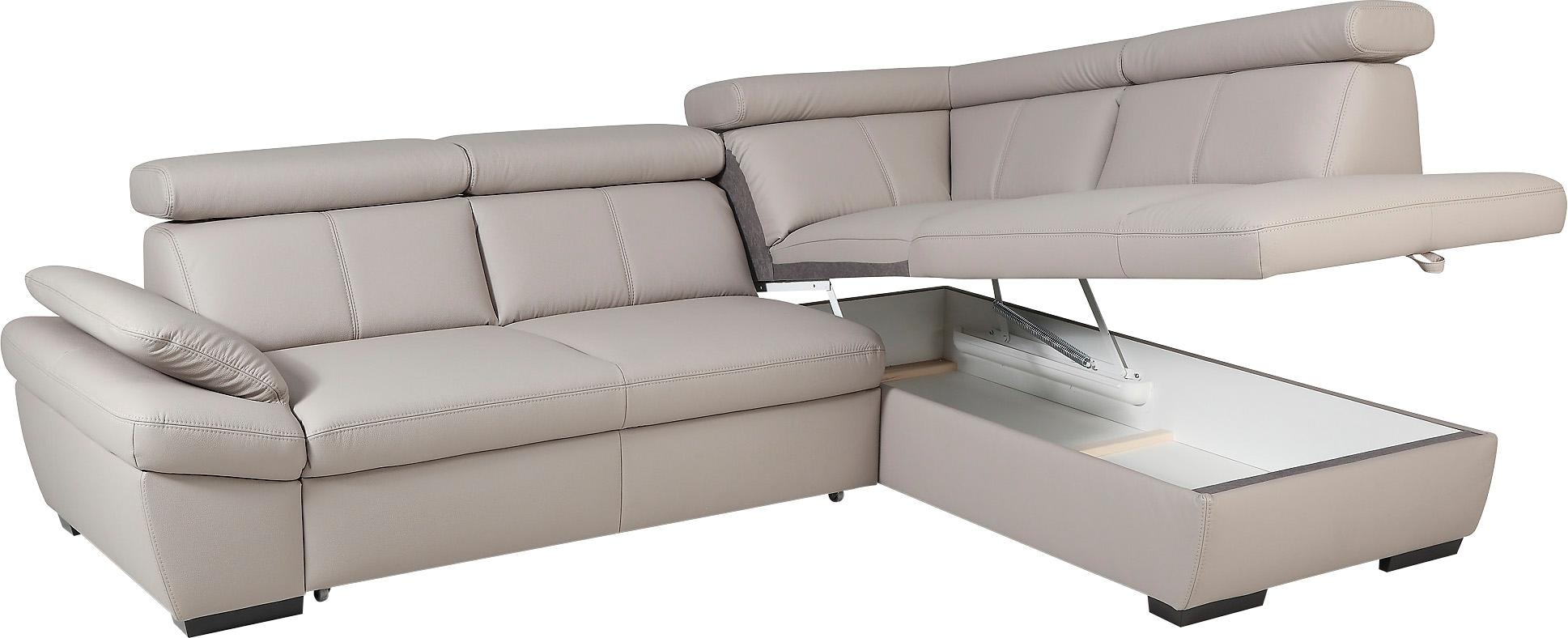 exxpo - sofa fashion Ecksofa »Salerno, klassisch modernes Funktionssofa, hoher Sitzkomfort, L-Form«, inkl. Kopf- und Armteilverstellung, wahlweise mit Bettfunktion