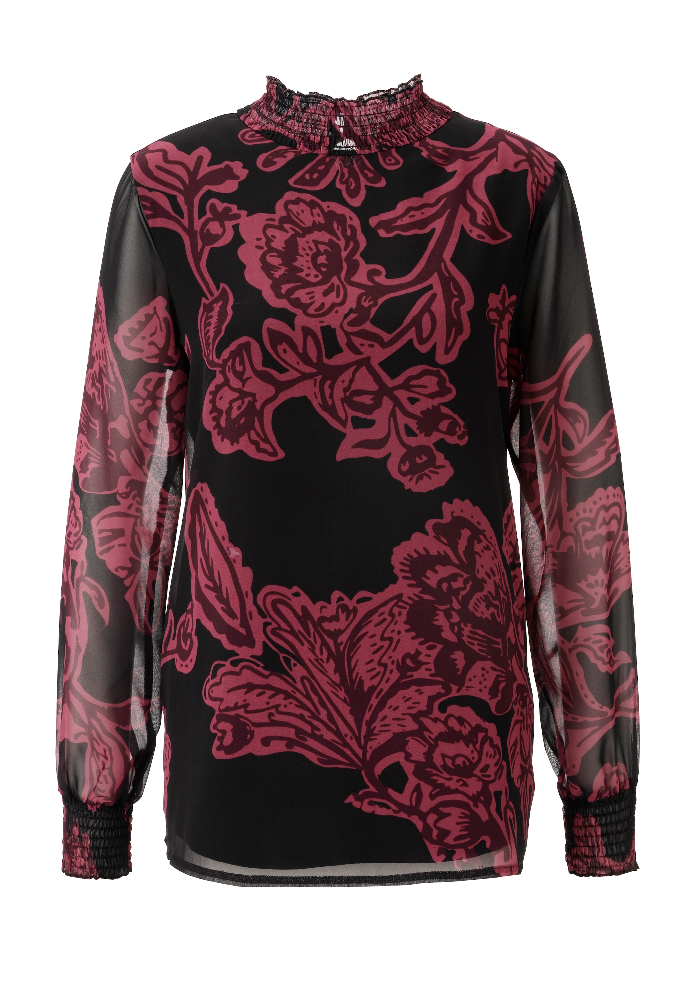 Aniston SELECTED Schlupfbluse, mit Blüten- und Blätterdruck und Smok-Einsätzen - NEUE KOLLEKTION