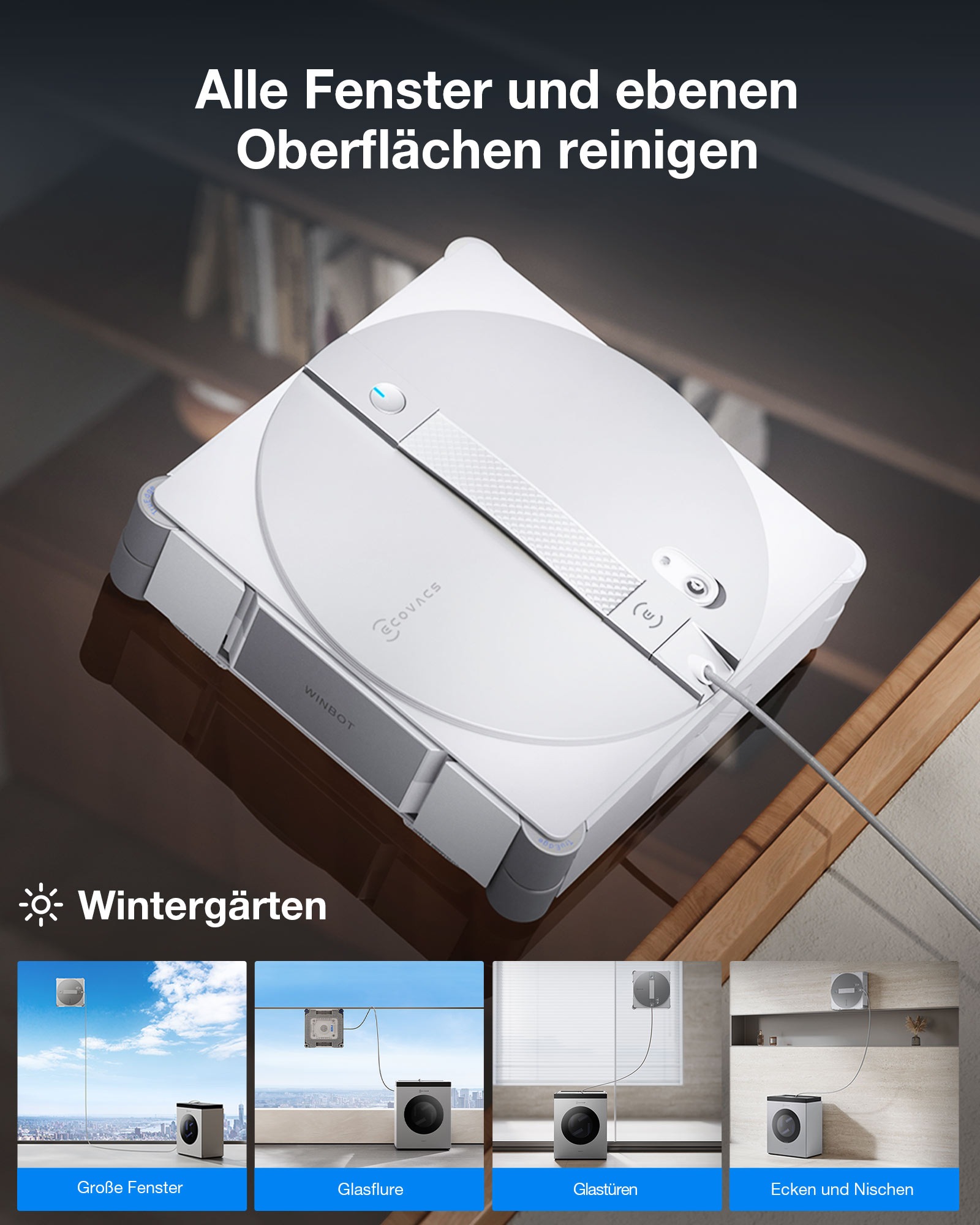 ECOVACS Fensterputzroboter »WINBOT W3 OMNI« Vortex-Reinigungssystem