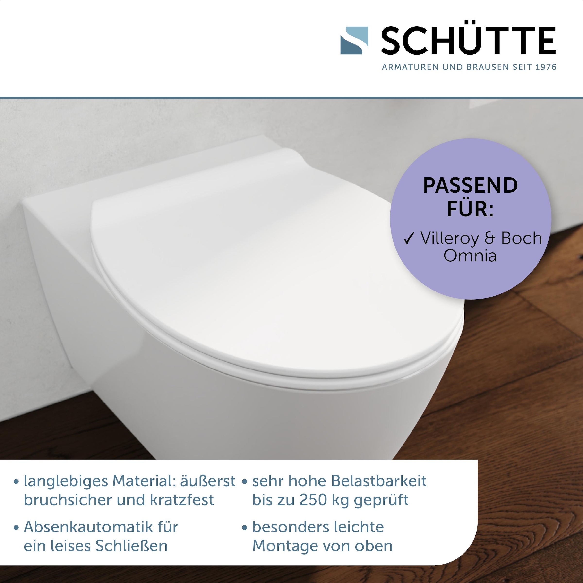 Schütte WC-Sitz »Duroplast, WHITE PRO 9«, (WC-Sitz, Befestigungsmaterial, Montageanleitung), mit Absenkautomatik und Schnellverschluss