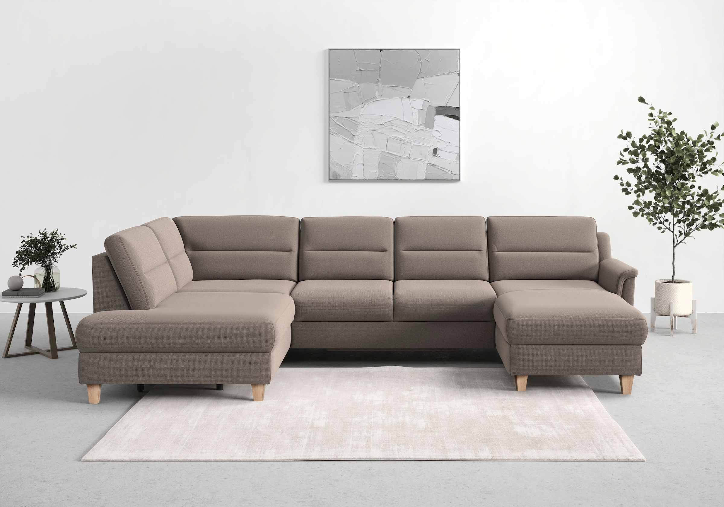 sit&more Wohnlandschaft "Farö U-Form" inklusive Federkern, wahlweise mit Schlaffunktion und Bettkasten