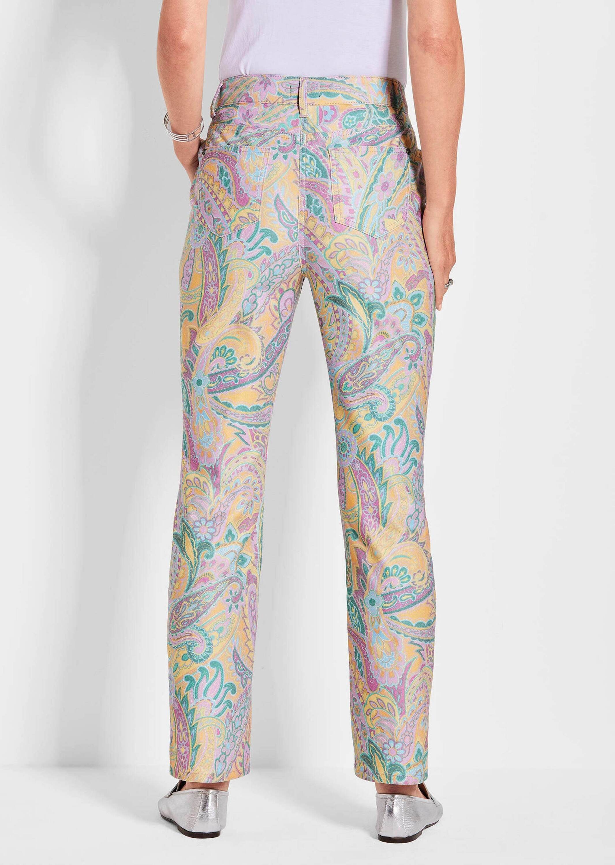 GOLDNER Chinohose »Kurzgröße Elegante Hose LOUISA mit Paisley-Muster«