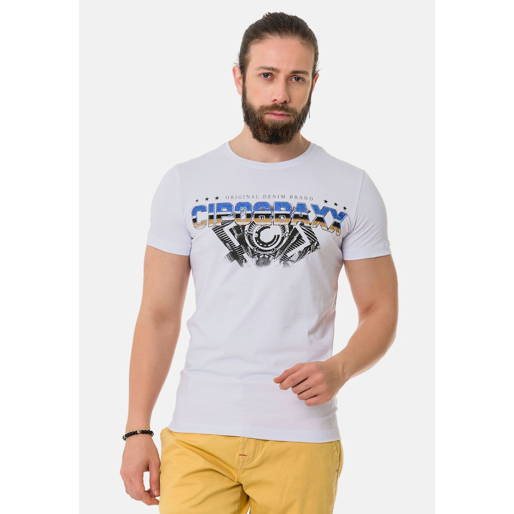 Cipo &amp; Baxx T-Shirt mit trendigem Marken-Schriftzug