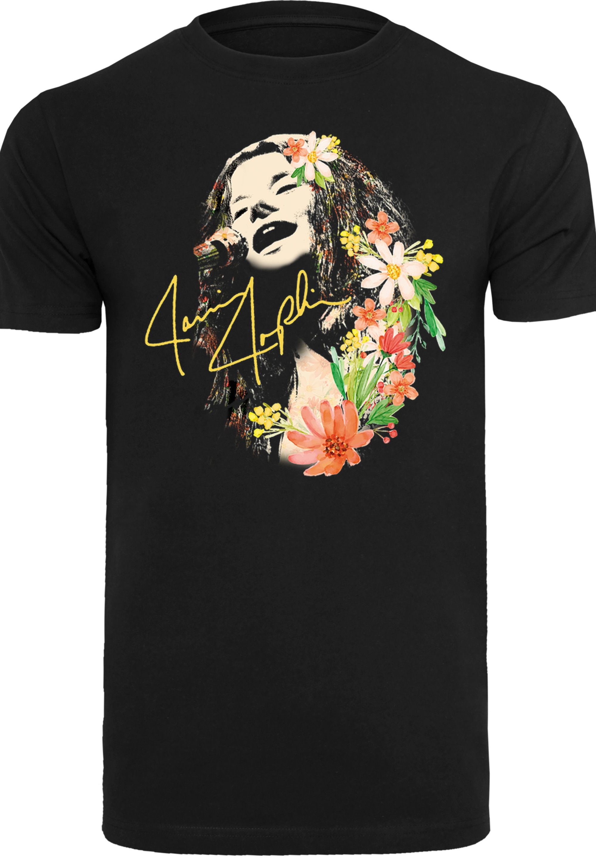 F4NT4STIC T-Shirt »Janis Joplin Blumen«, Herren,Premium Merch,Regular-Fit,Basic,Bandshirt