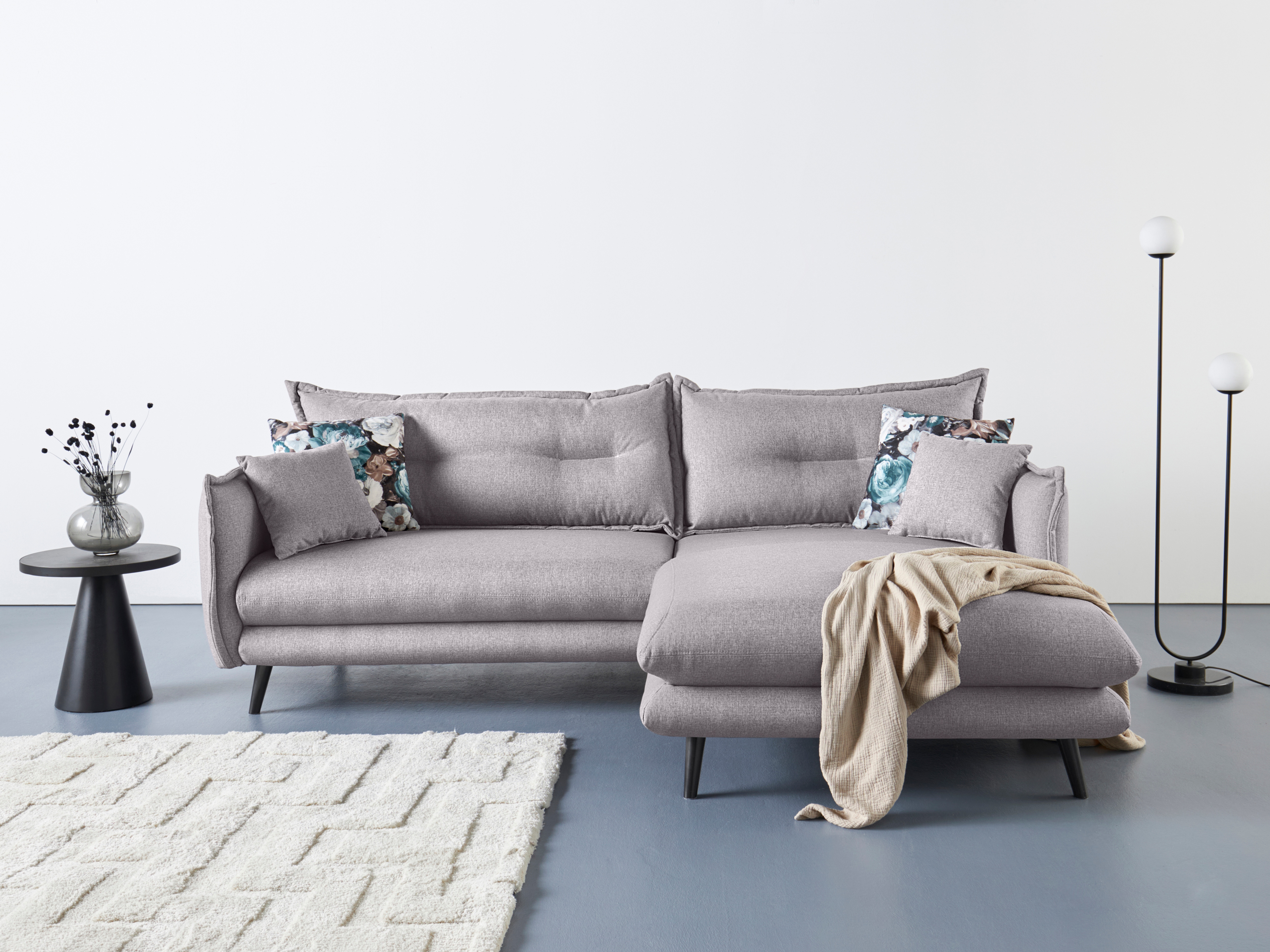 Home affaire Ecksofa "Levke, 255 x 180 cm, modern und bequem" Struktur fein, L-Form, inkl. Rücken- und Zierkissen
