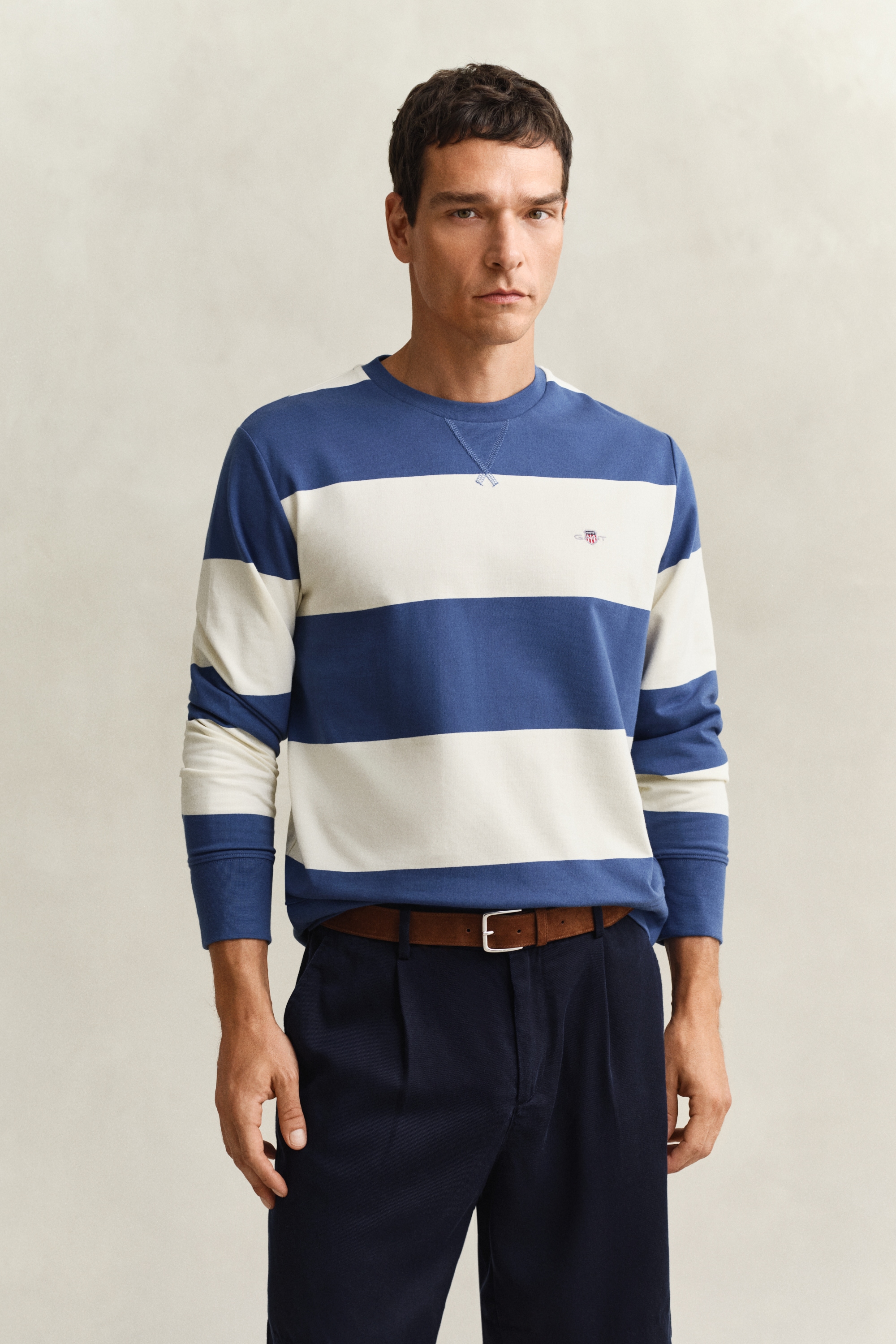 Gant Sweatshirt "STRIPED C-NECK", mit Rundhals und Logostickerei günstig online kaufen