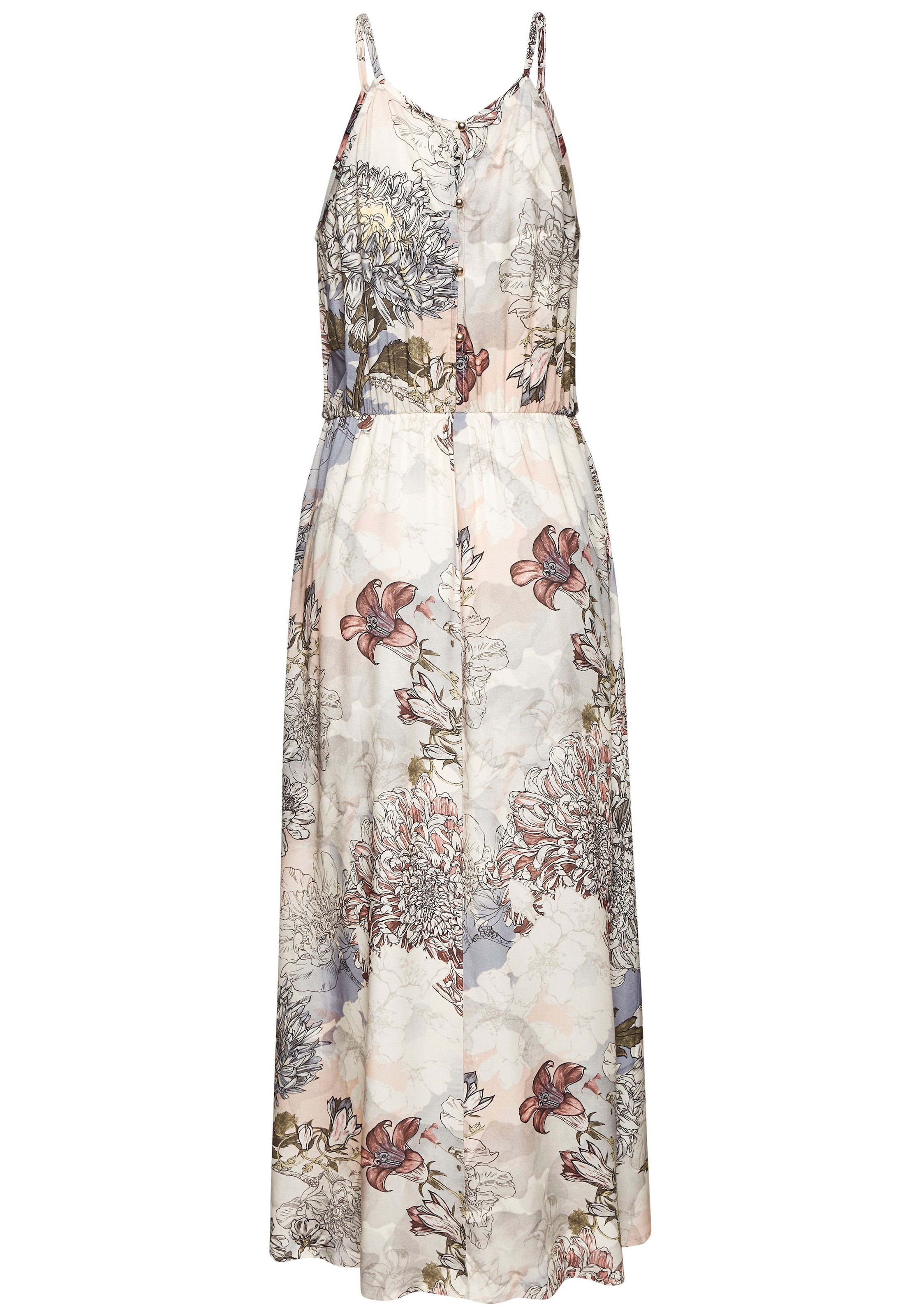 Buffalo Maxikleid, mit Alloverprint, leichtes Sommerkleid, fließendes Strandkleid
