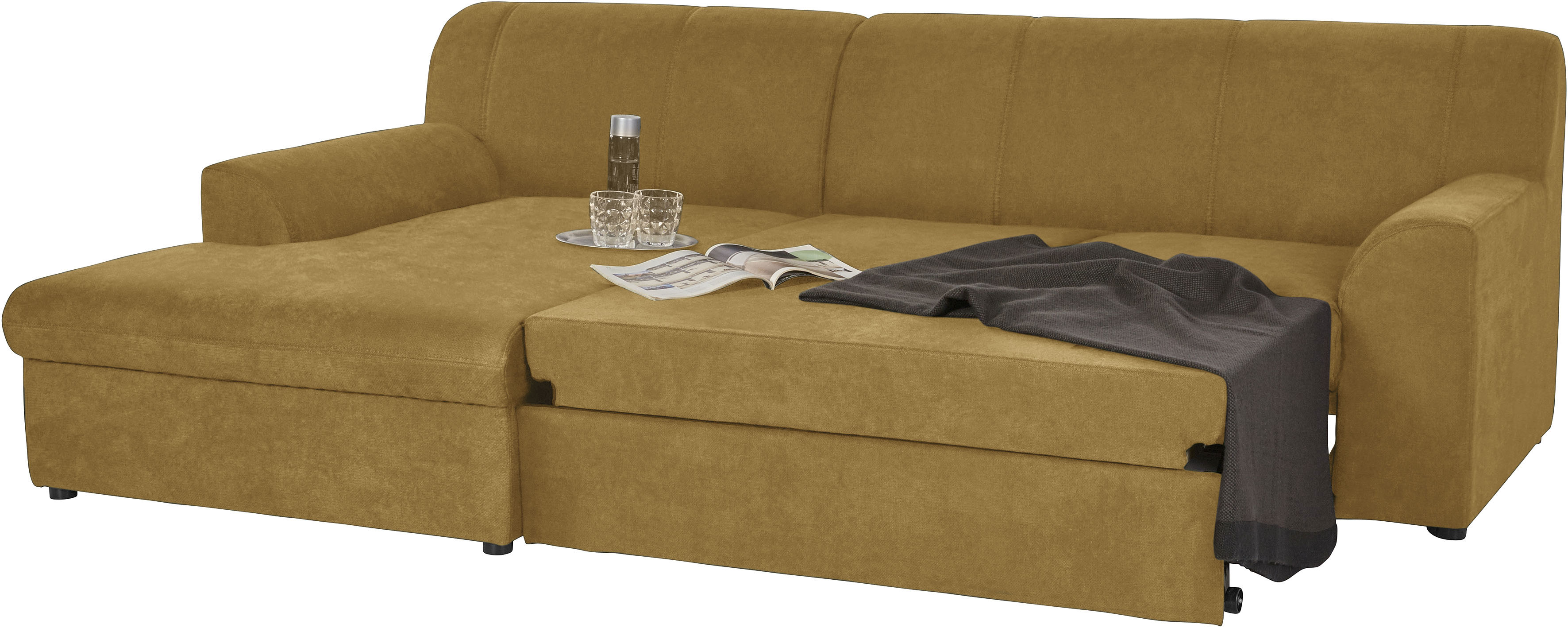 Thumbnail - DOMO collection Ecksofa "Topper, elegant und zeitlos, kompaktes Stellmaß 245/155cm, L-Form", mit Recamiere, wahlweise mi...